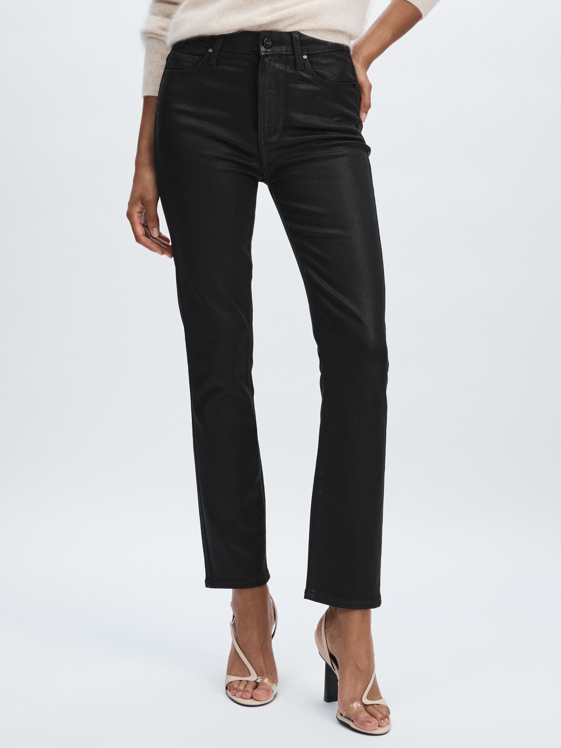 Coated Straight-Leg Jeans in Black - image 3