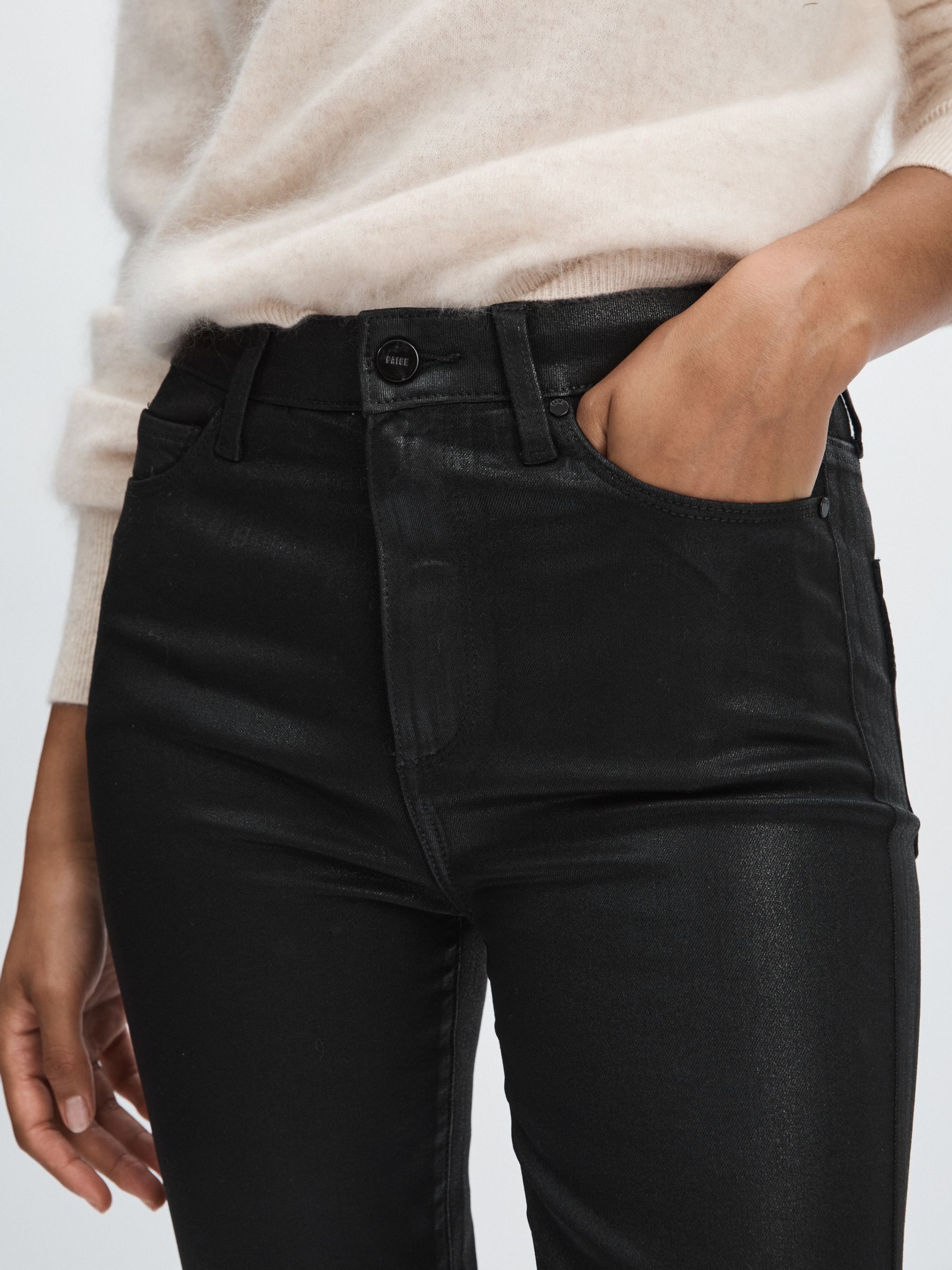 Paige Coated Straight-Leg Jeans in Black - Image 4 of 7