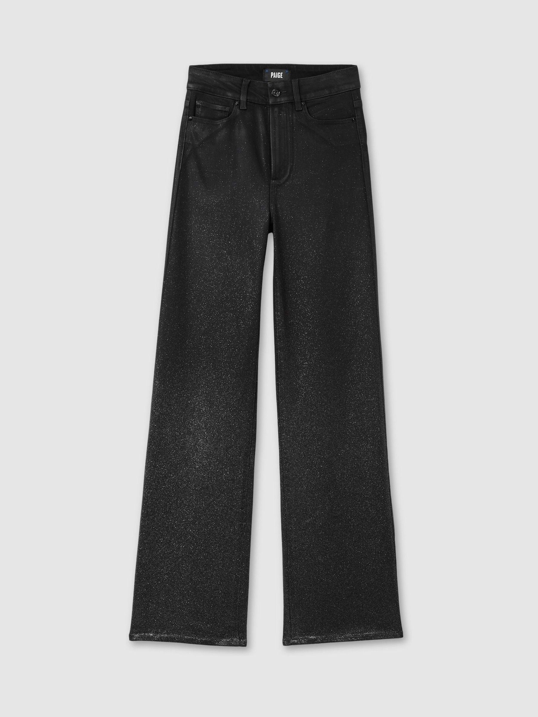 Paige Glitter Dégradé Straight Leg Jeans in Black/Silver - Image 2 of 6