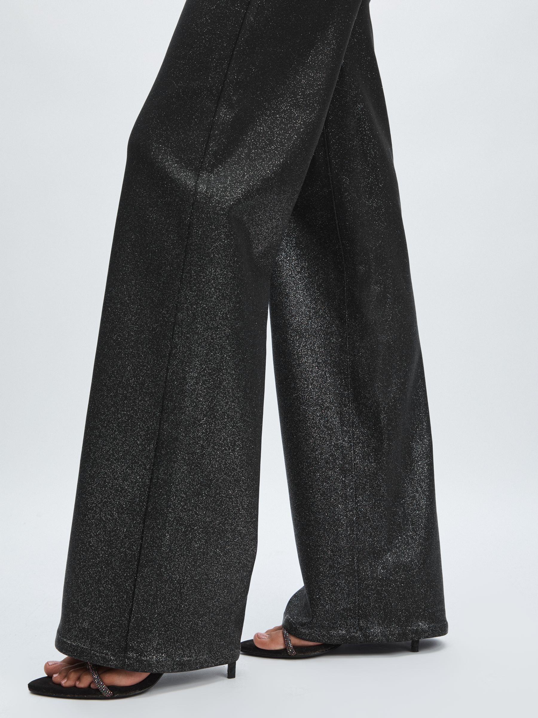 Paige Glitter Dégradé Straight Leg Jeans in Black/Silver - Image 4 of 6