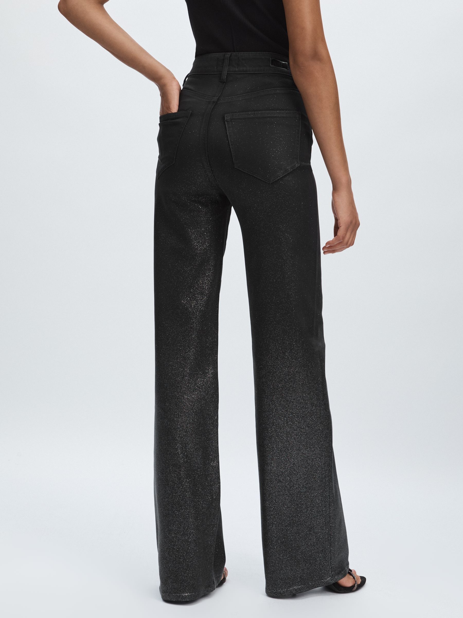 Paige Glitter Dégradé Straight Leg Jeans in Black/Silver - Image 5 of 6
