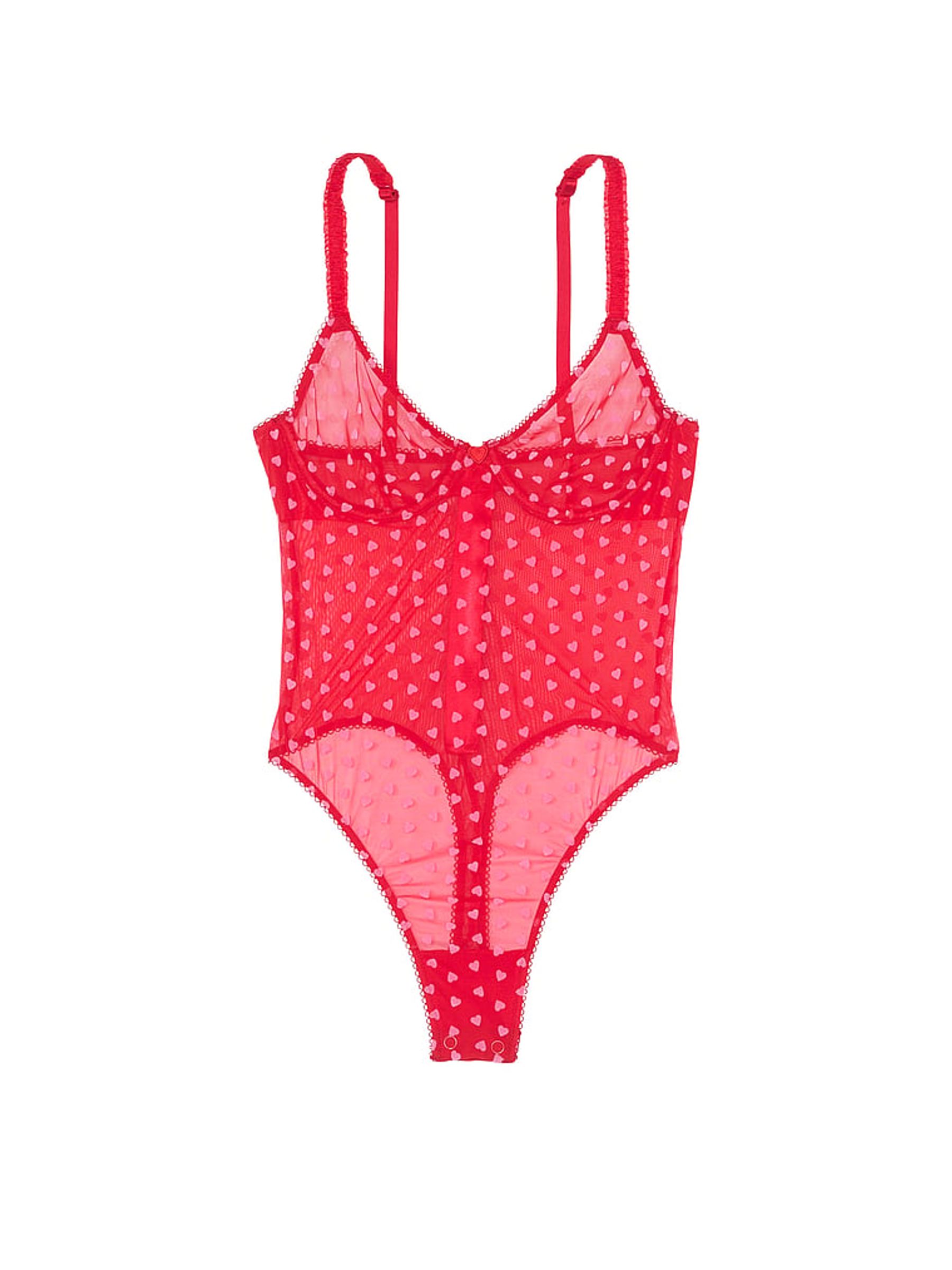 Vermillion Red Hearts Tease Flocked Bodysuit - Image 3 of 3