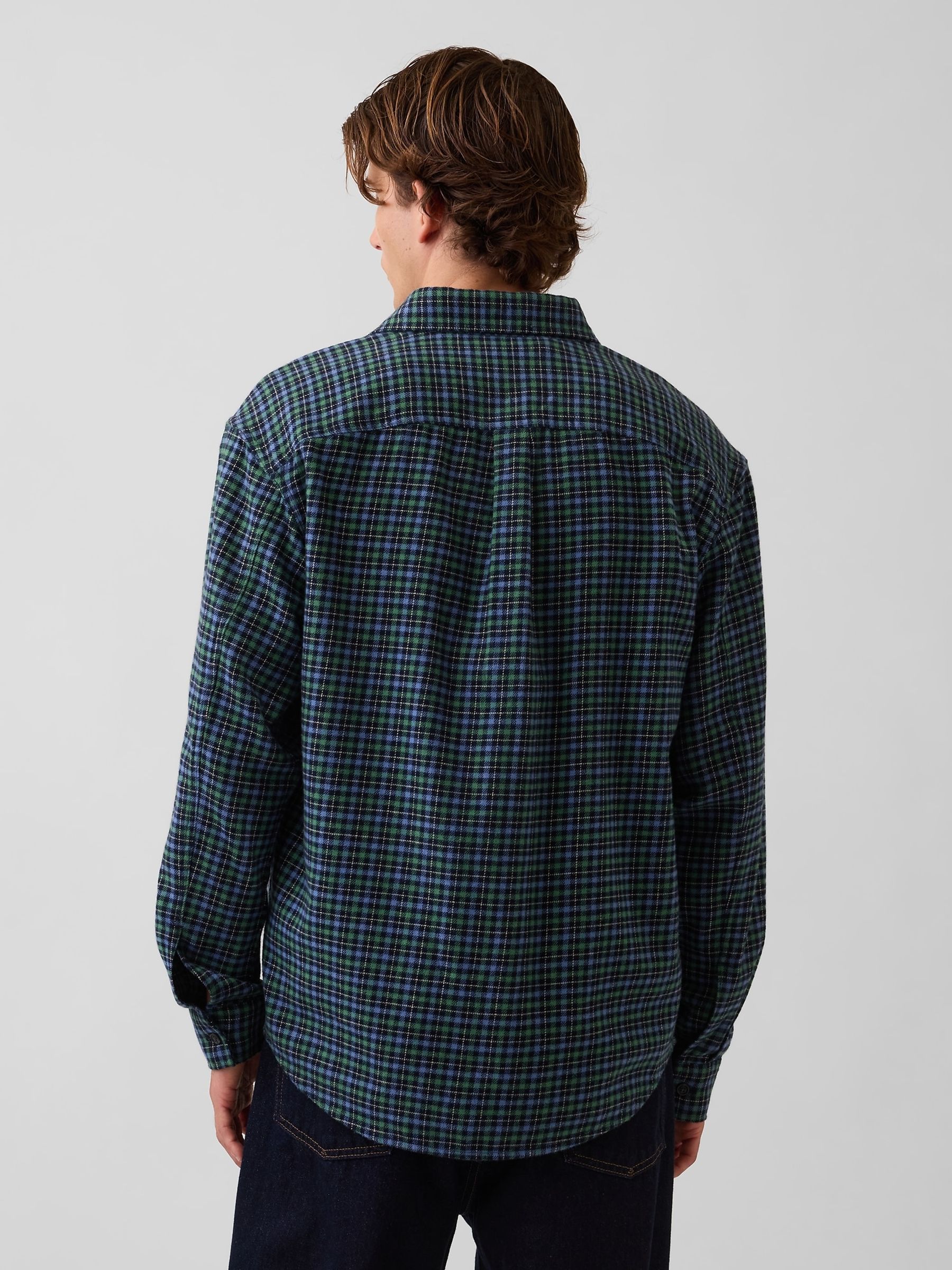 Blue Relaxed Flannel Shirt - Image 2 of 4 Blue Relaxed Flannel Shirt - Image 2 of 4