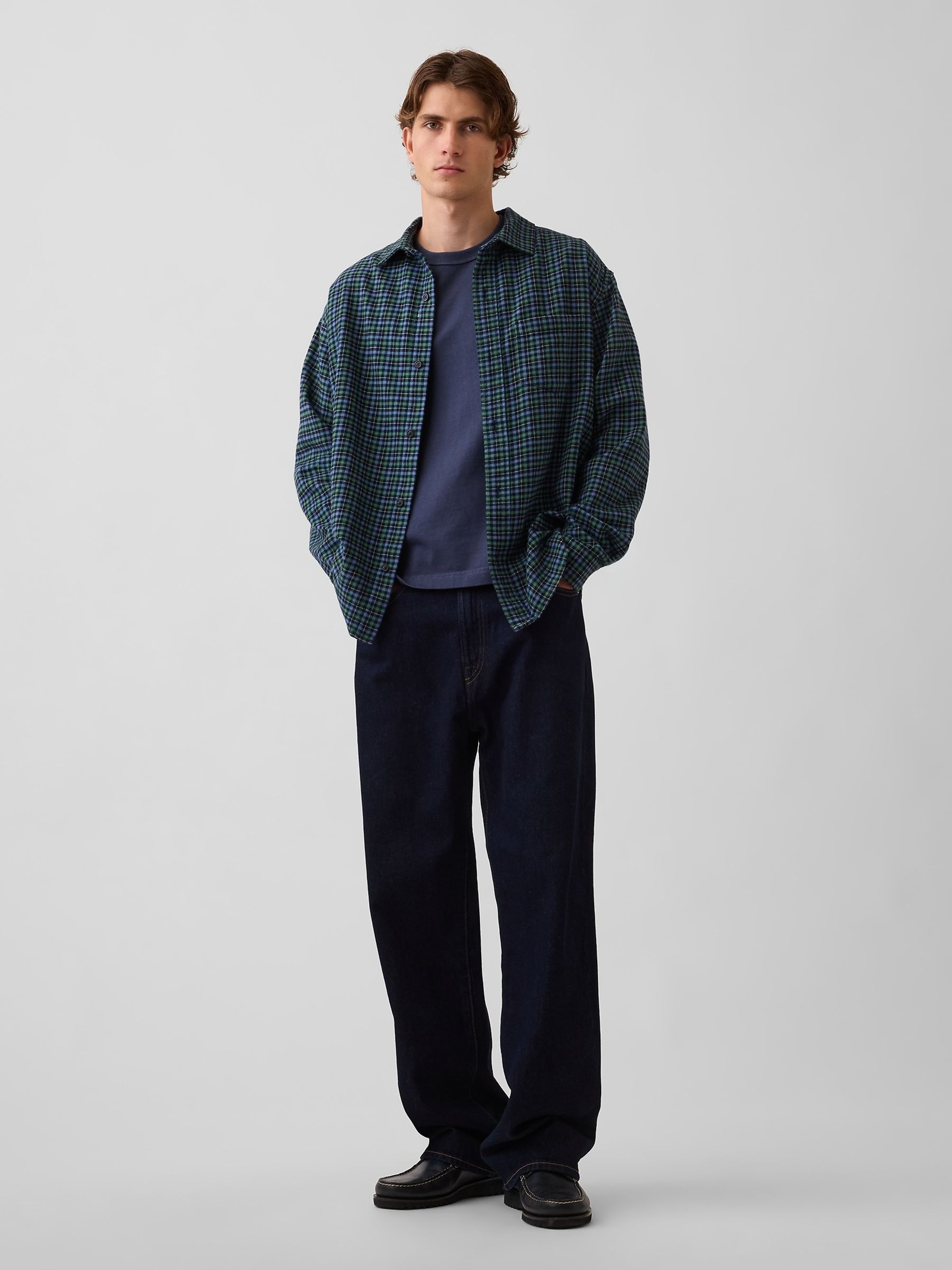 Blue Relaxed Flannel Shirt - Image 3 of 4
