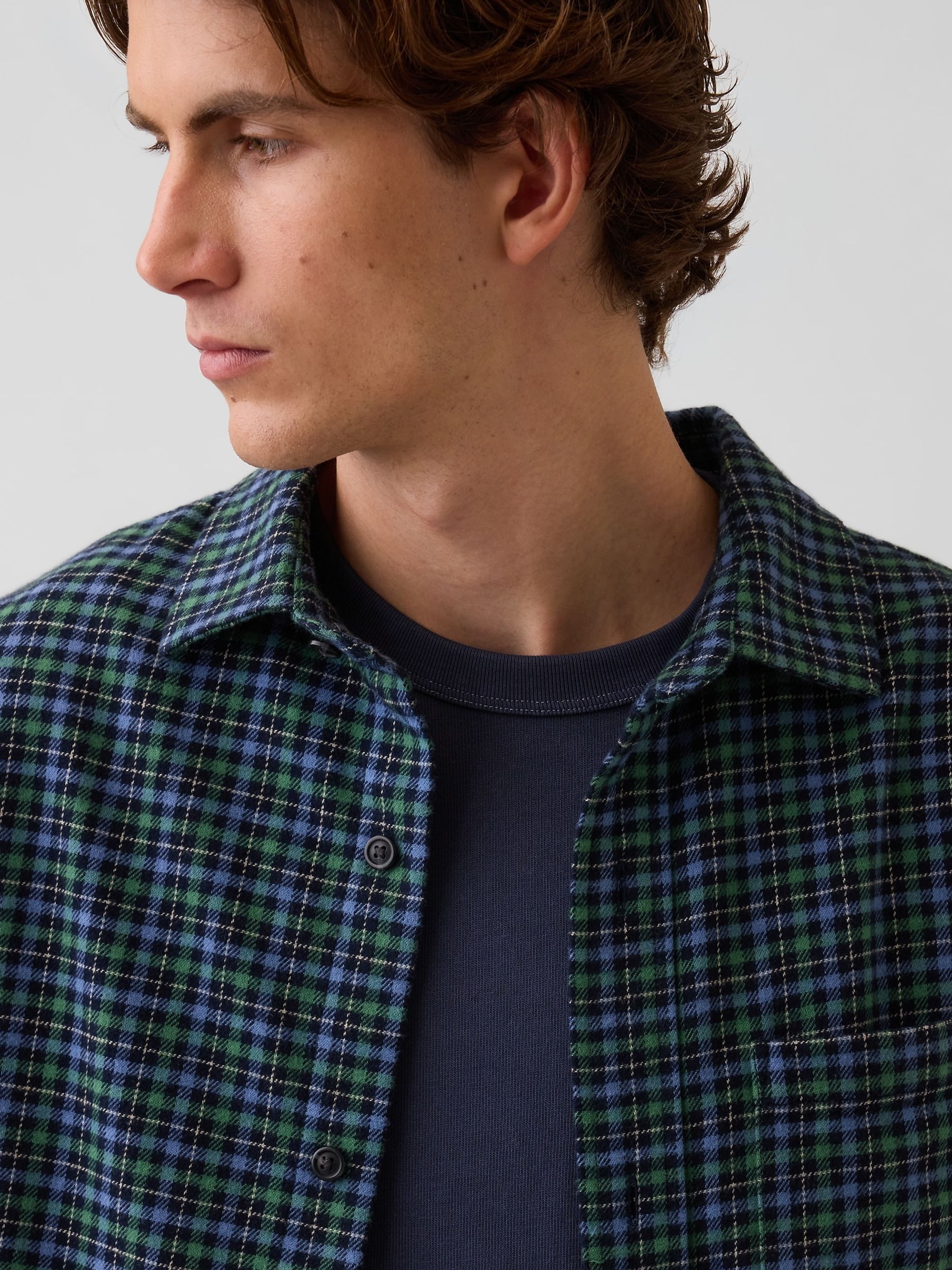 Blue Relaxed Flannel Shirt - Image 4 of 4 Blue Relaxed Flannel Shirt - Image 4 of 4