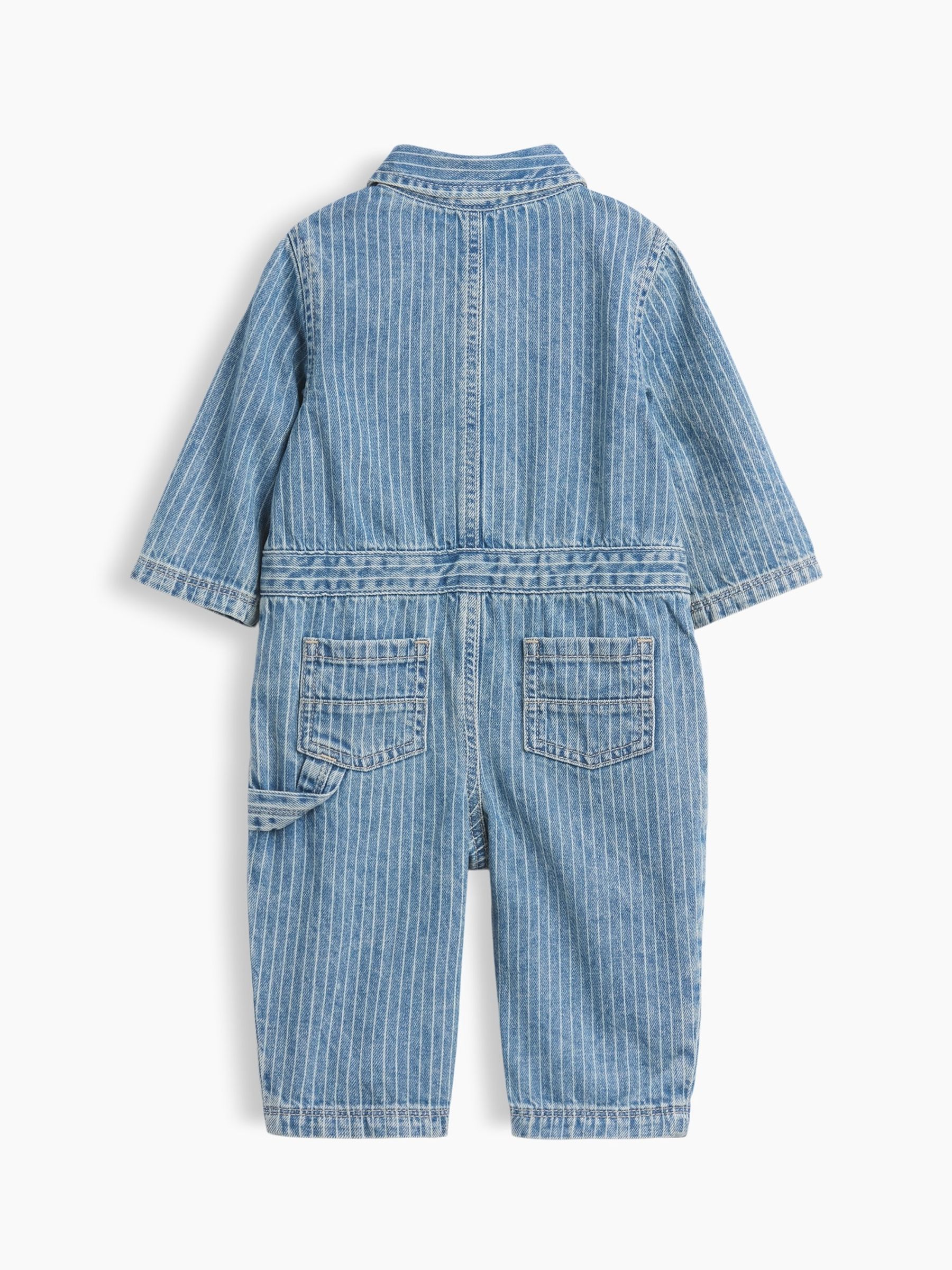Light Wash Denim Stripe Utility One-Piece Dungarees - Image 2 of 4