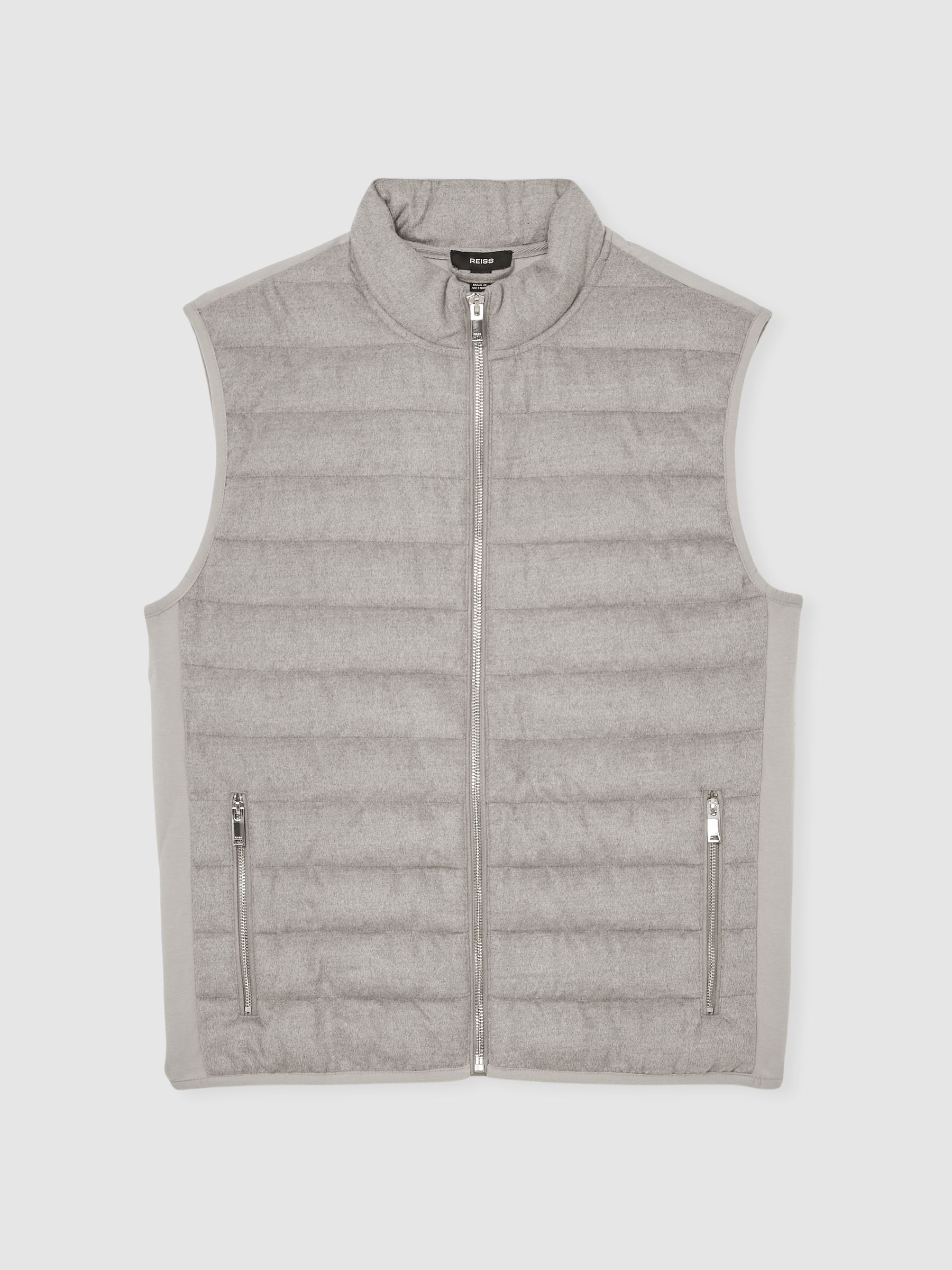 Brushed Jersey Quilted Gilet in Grey - Image 2 of 6