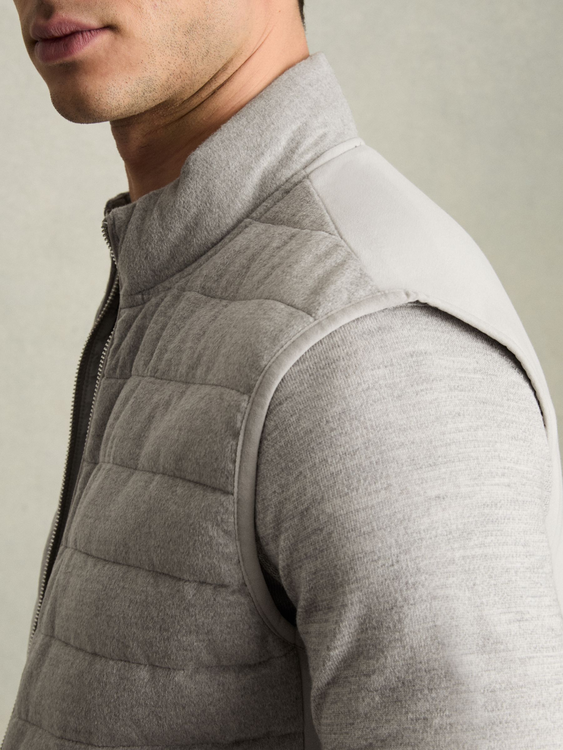 Brushed Jersey Quilted Gilet in Grey - Image 4 of 6
