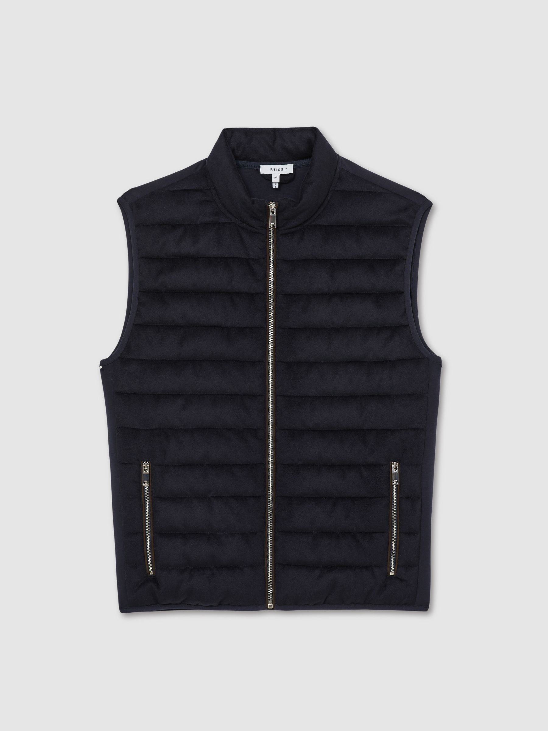 Brushed Jersey Quilted Gilet in Navy - image 1