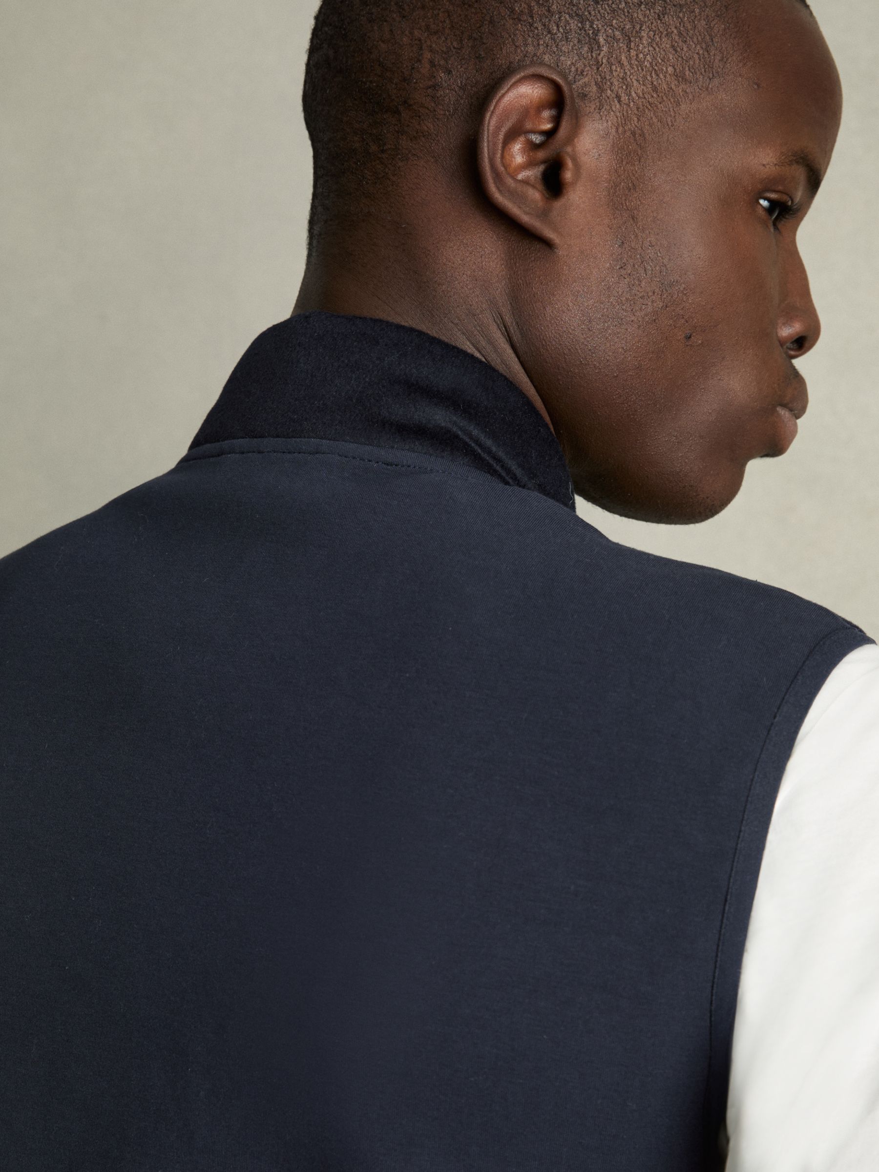 Brushed Jersey Quilted Gilet in Navy - Image 5 of 6