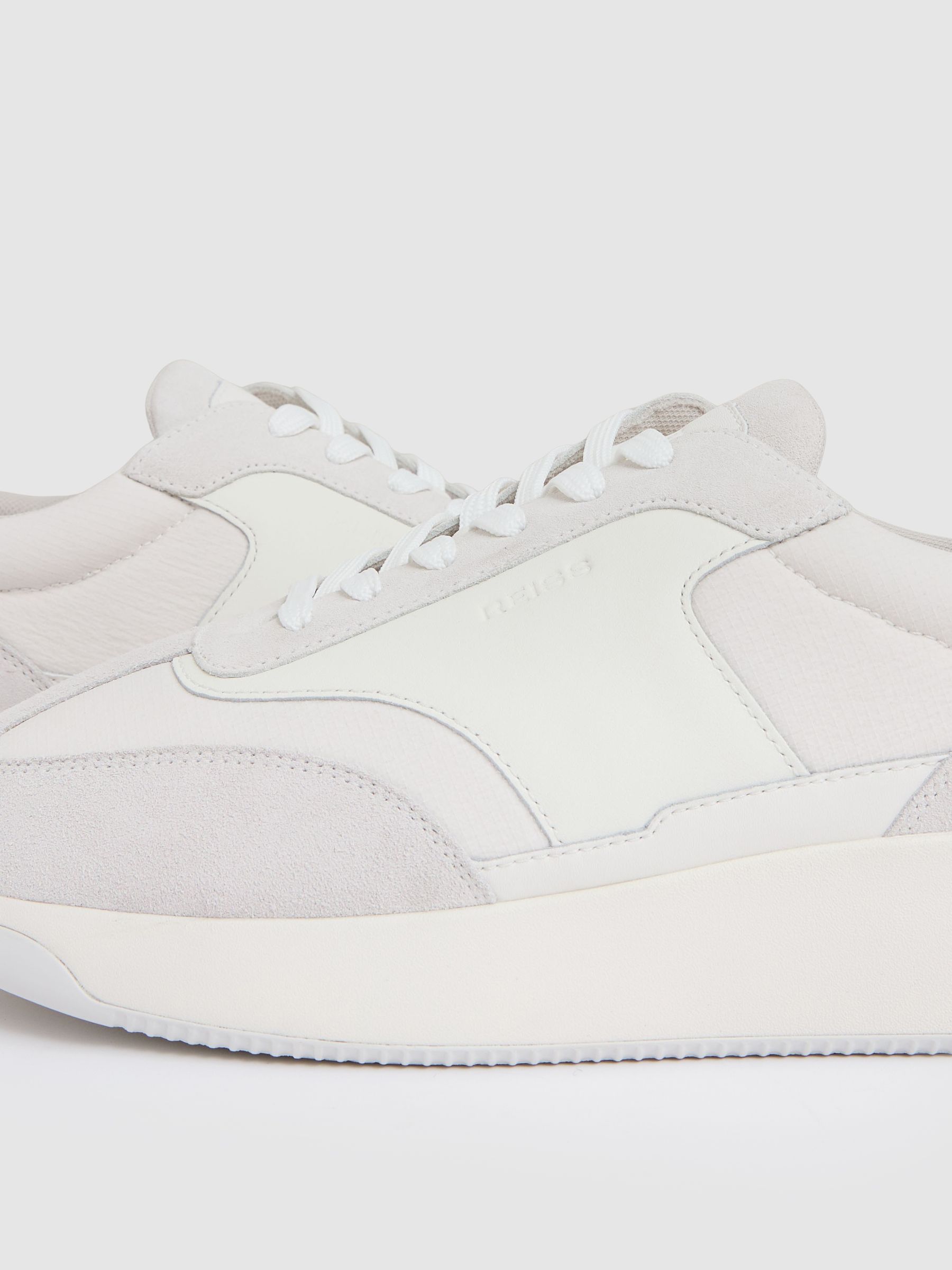 Bonded-Leather Suede Running Trainers in White - image 3