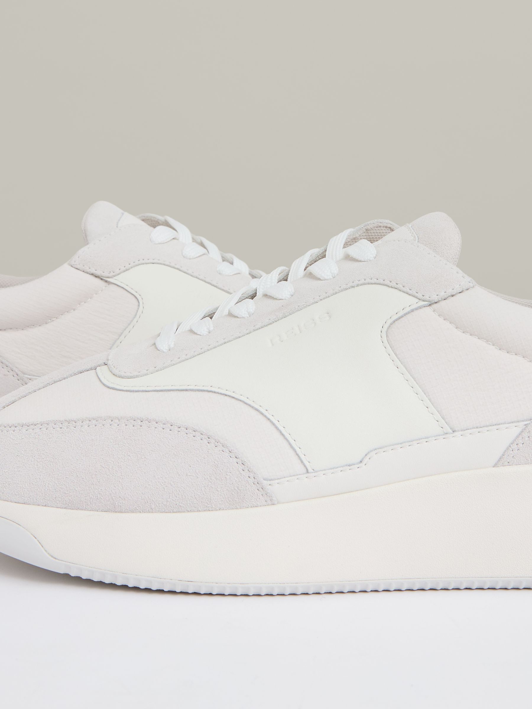 Leather Suede Running Trainers in White - Image 4 of 5