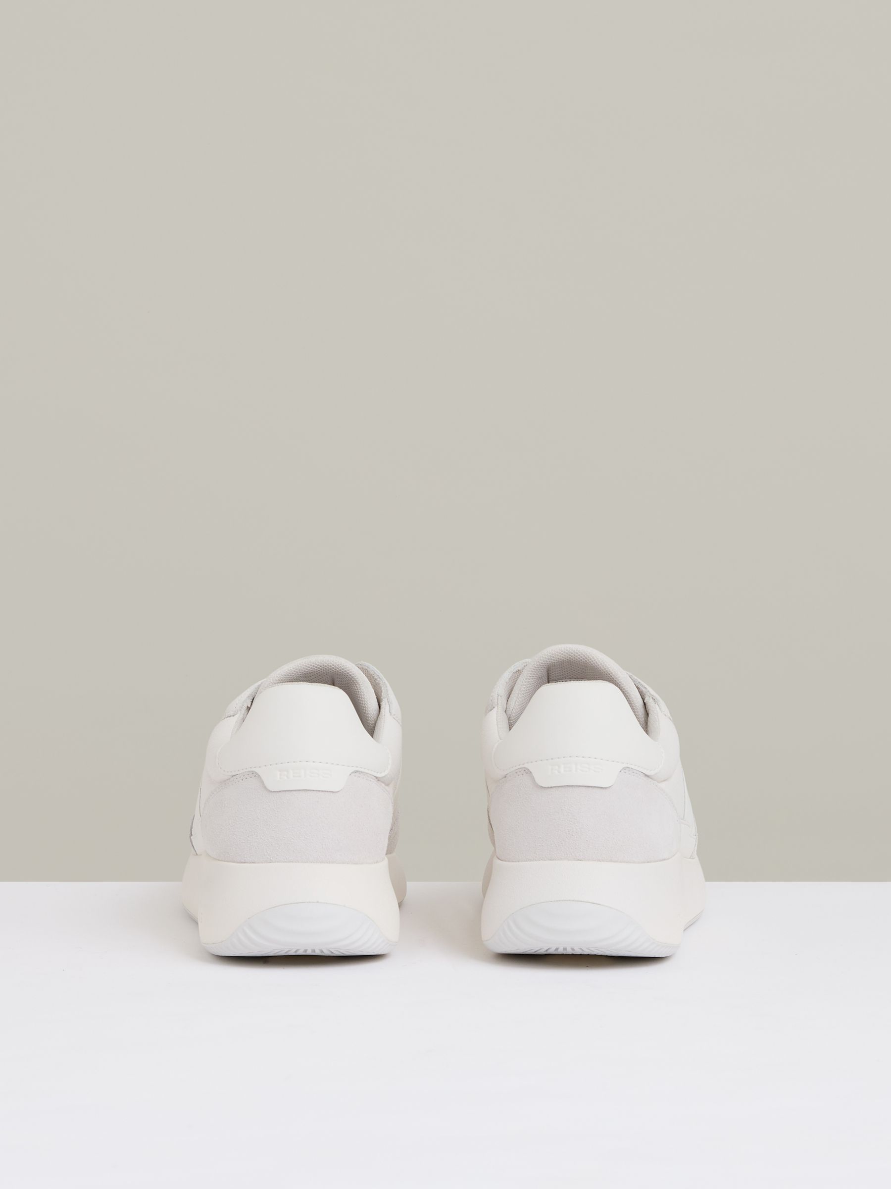 Leather Suede Running Trainers in White - Image 5 of 5