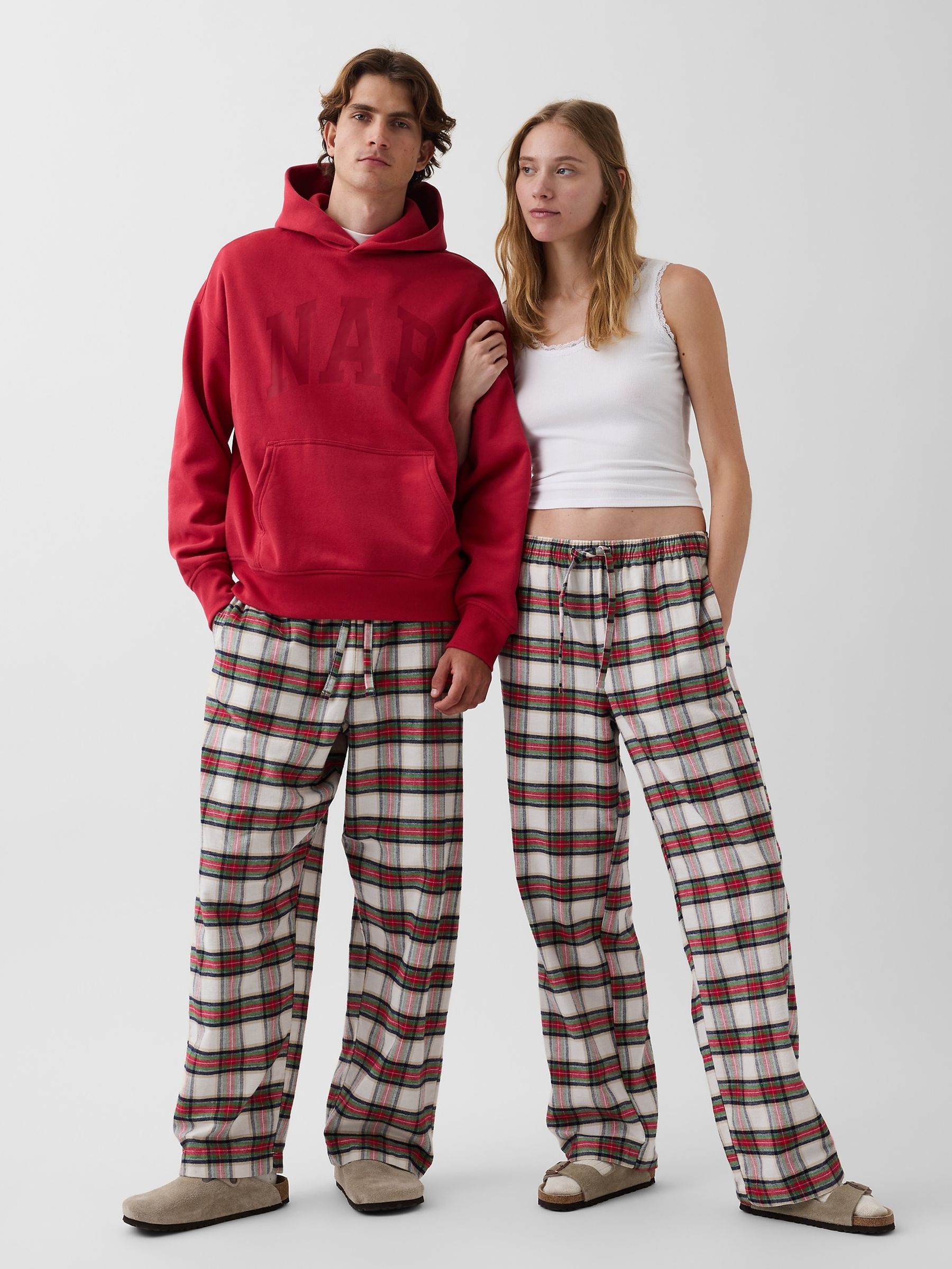 Cream/Red Check Softest Flannel Pyjama Bottoms - Image 1 of 5 Cream/Red Check Softest Flannel Pyjama Bottoms - Image 1 of 5
