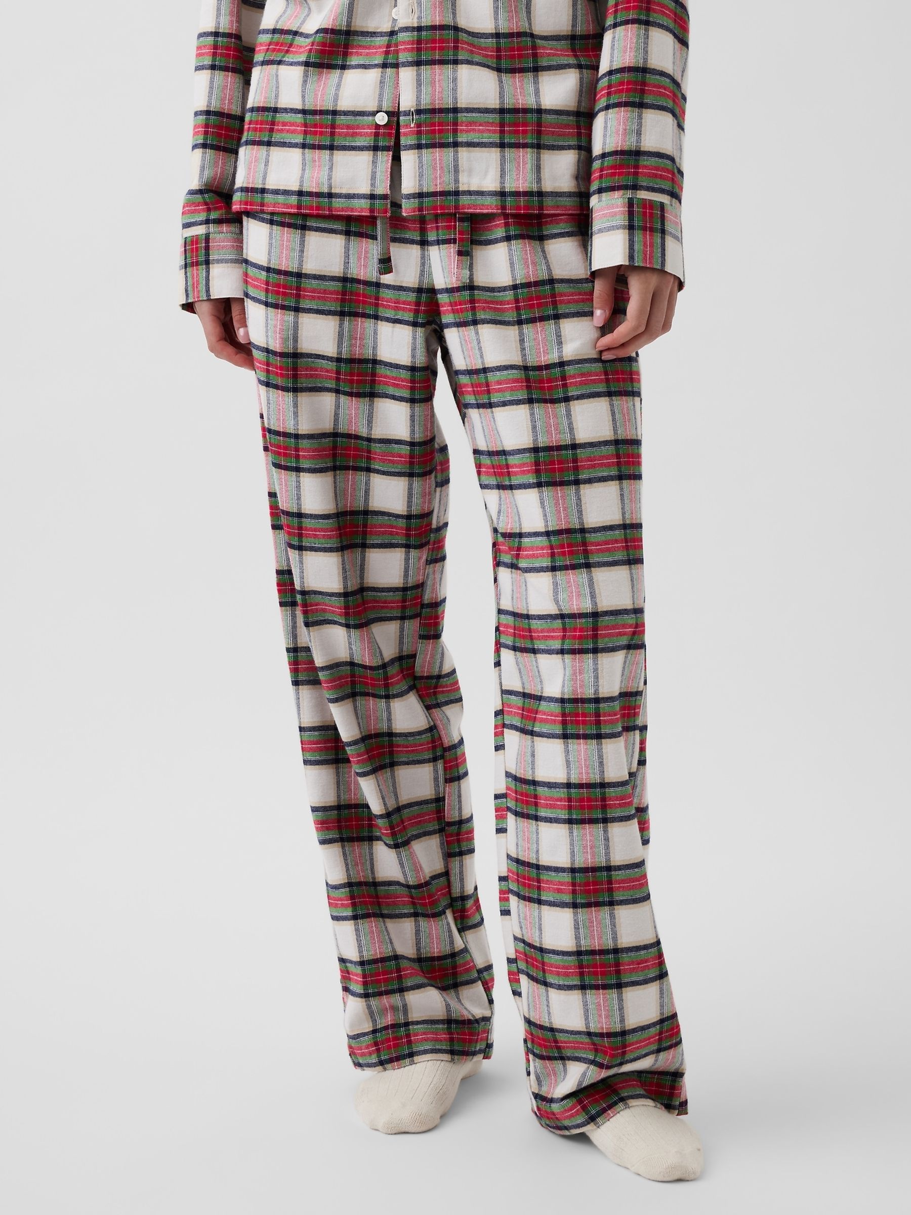 Cream/Red Check Softest Flannel Pyjama Bottoms - Image 4 of 5