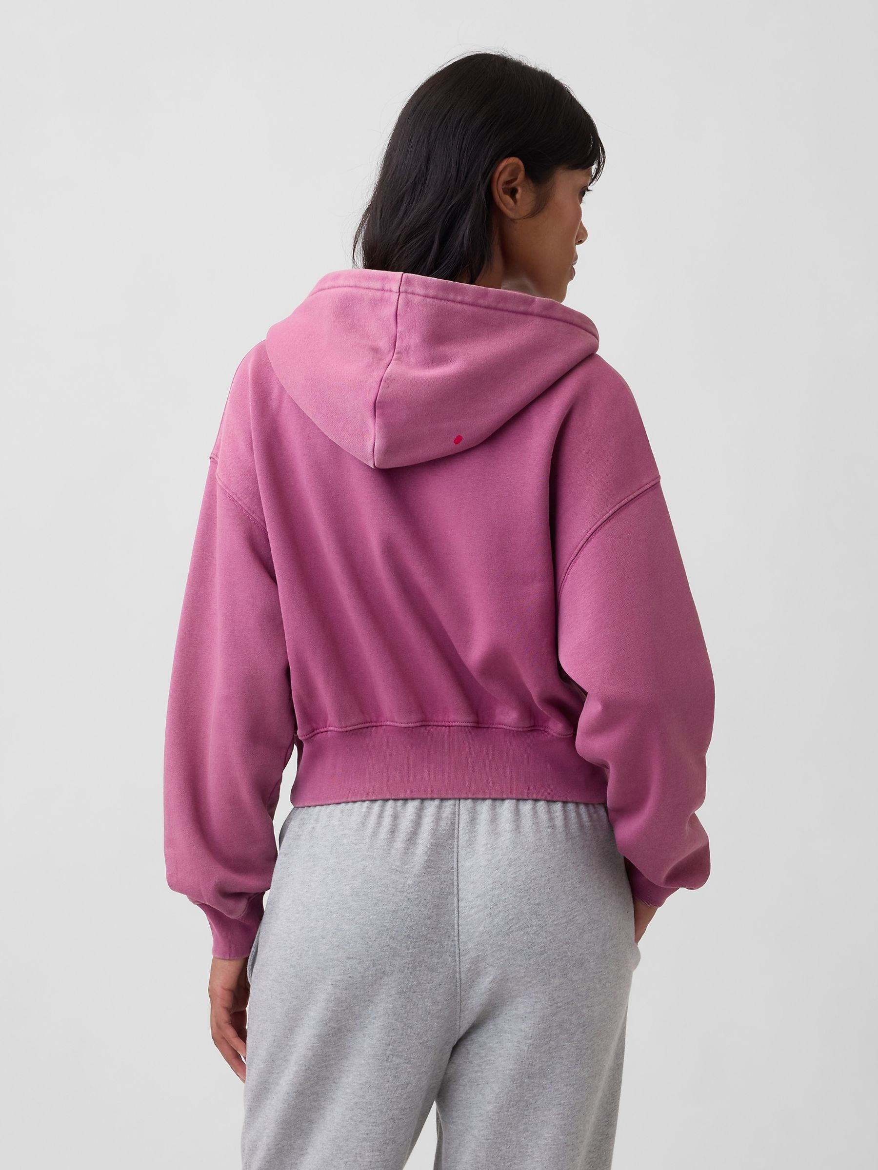 Mauve Pink Vintage Soft Oversized Logo Zip-Up Hoodie - Image 2 of 4