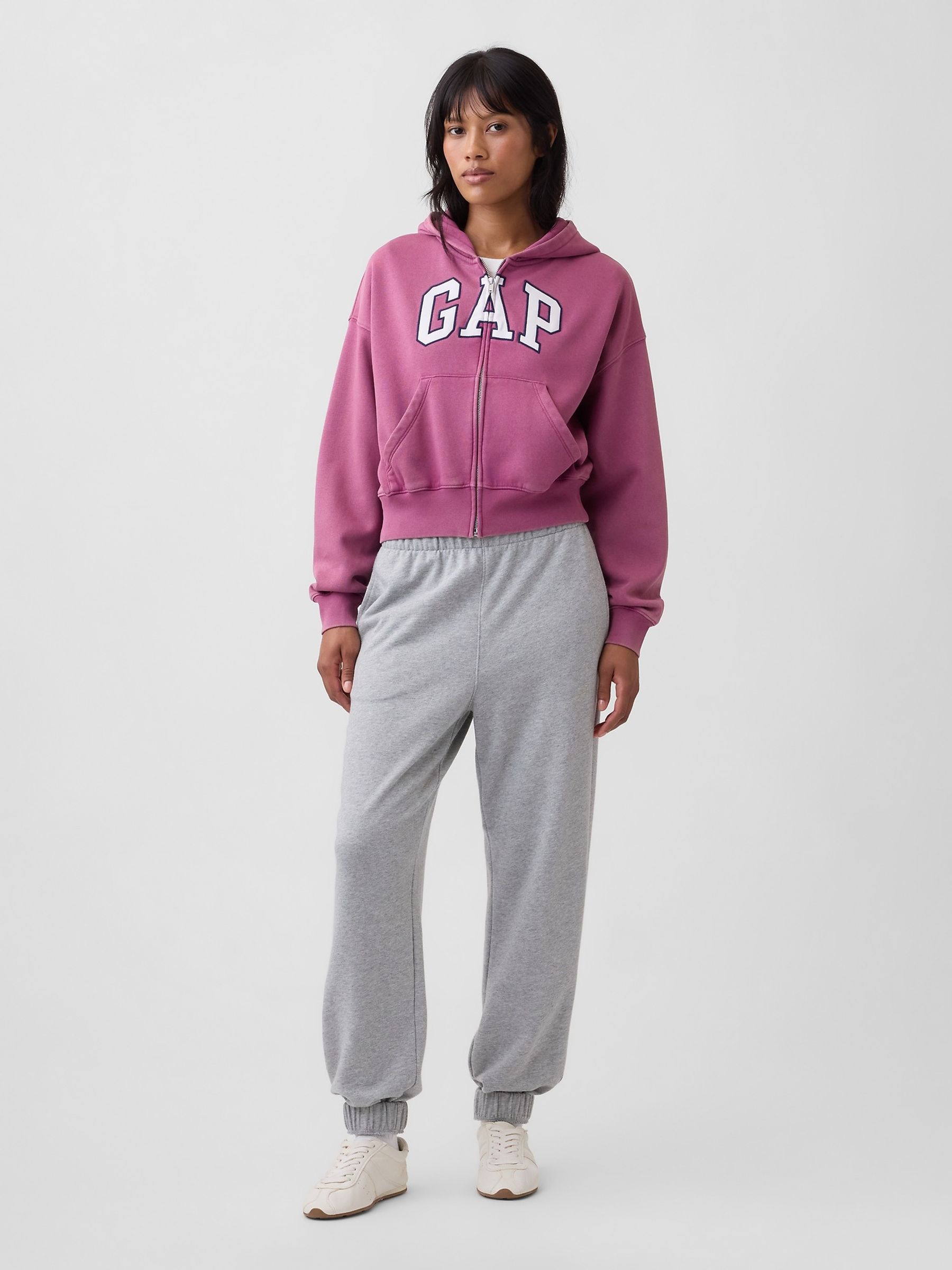 Mauve Pink Vintage Soft Oversized Logo Zip-Up Hoodie - Image 3 of 4