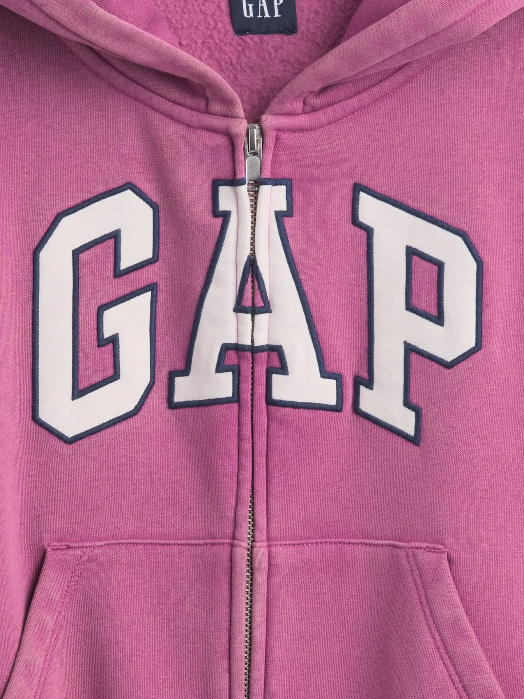 Mauve Pink Vintage Soft Oversized Logo Zip-Up Hoodie - Image 4 of 4