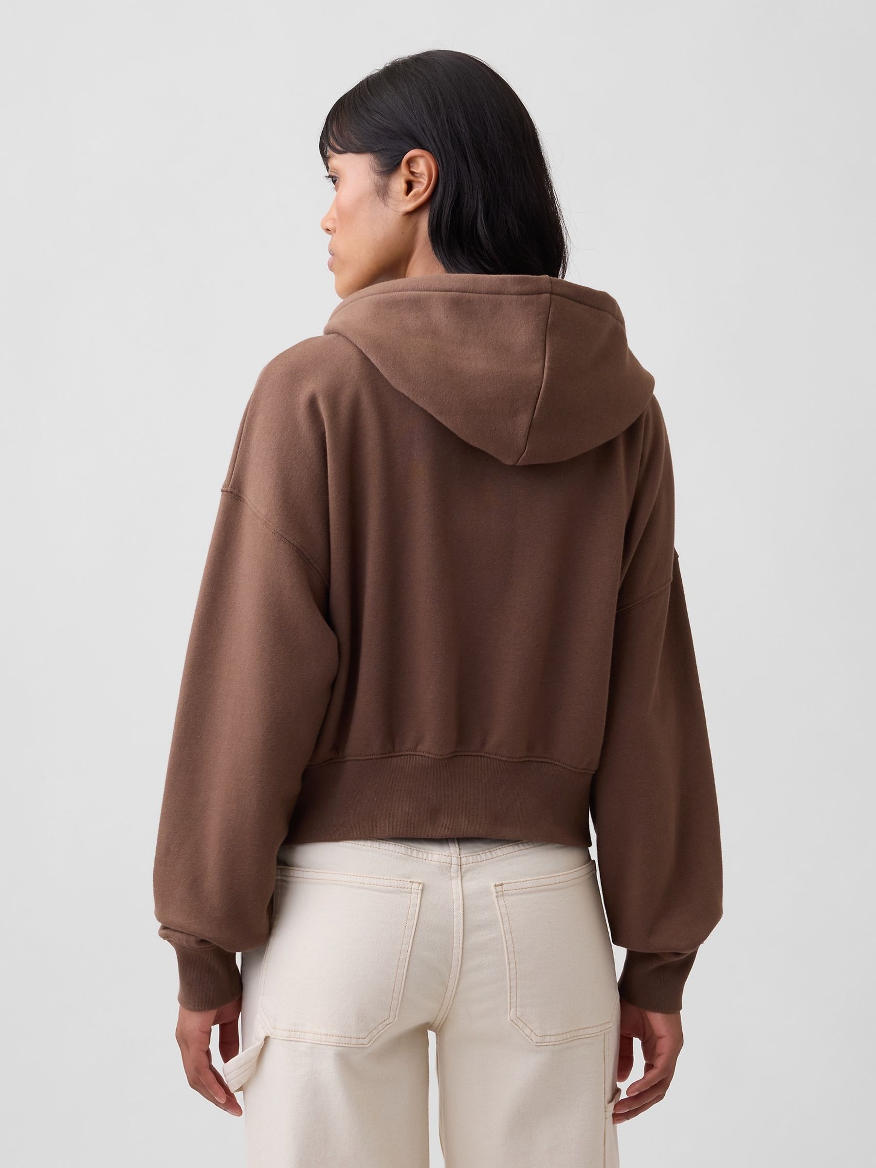 Brown Vintage Soft Oversized Logo Zip-Up Hoodie - Image 2 of 4