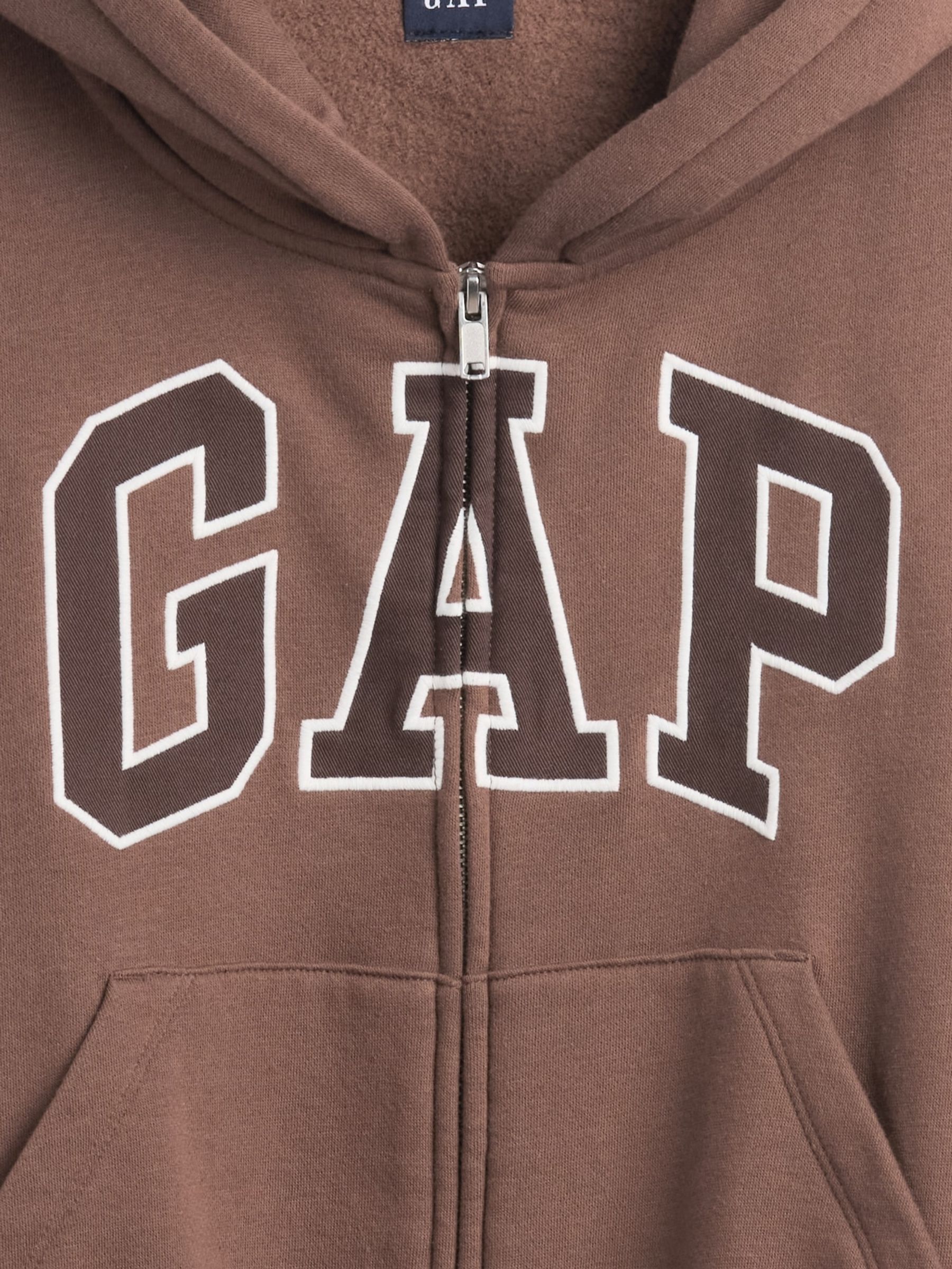 Brown Vintage Soft Oversized Logo Zip-Up Hoodie - Image 4 of 4