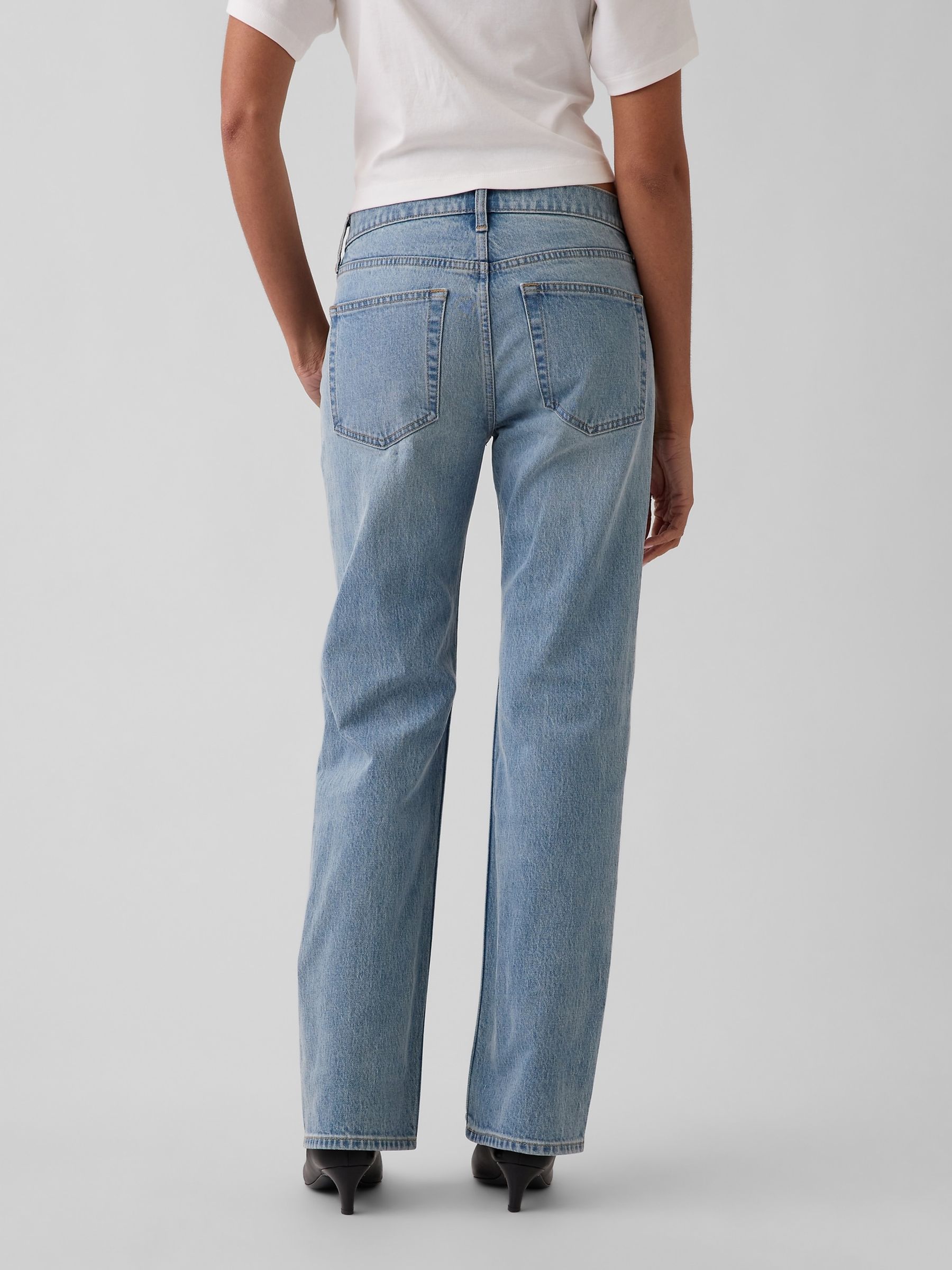 Light Wash Mid Rise Relaxed Straight Jeans - Image 2 of 5