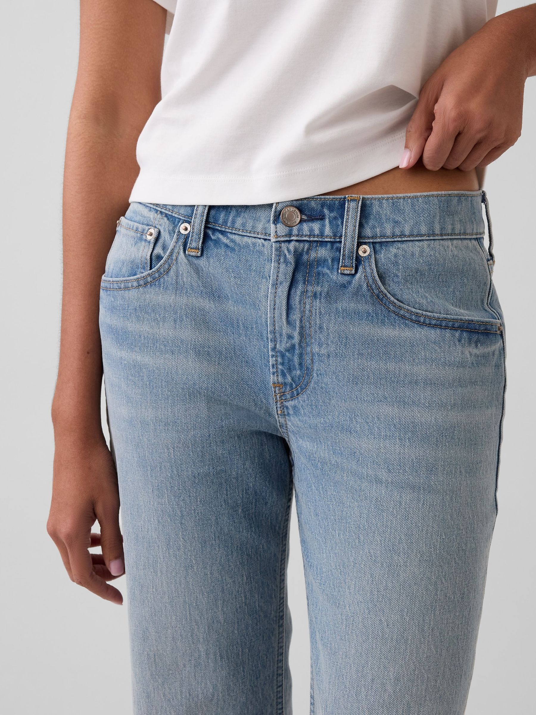 Light Wash Mid Rise Relaxed Straight Jeans - Image 5 of 5