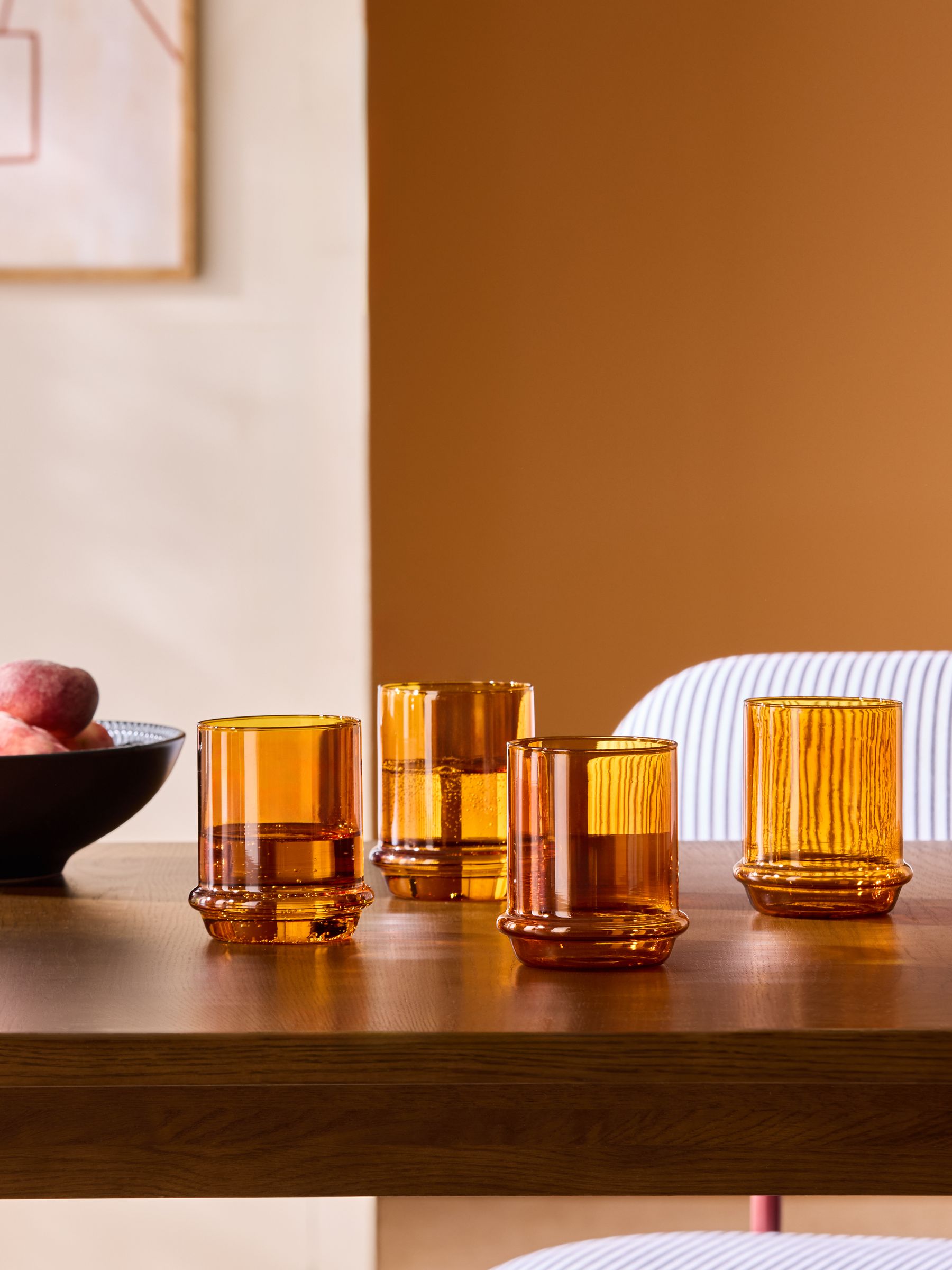 Set of 4 Theon Tumbler Glasses in Amber Orange - Image 1 of 3