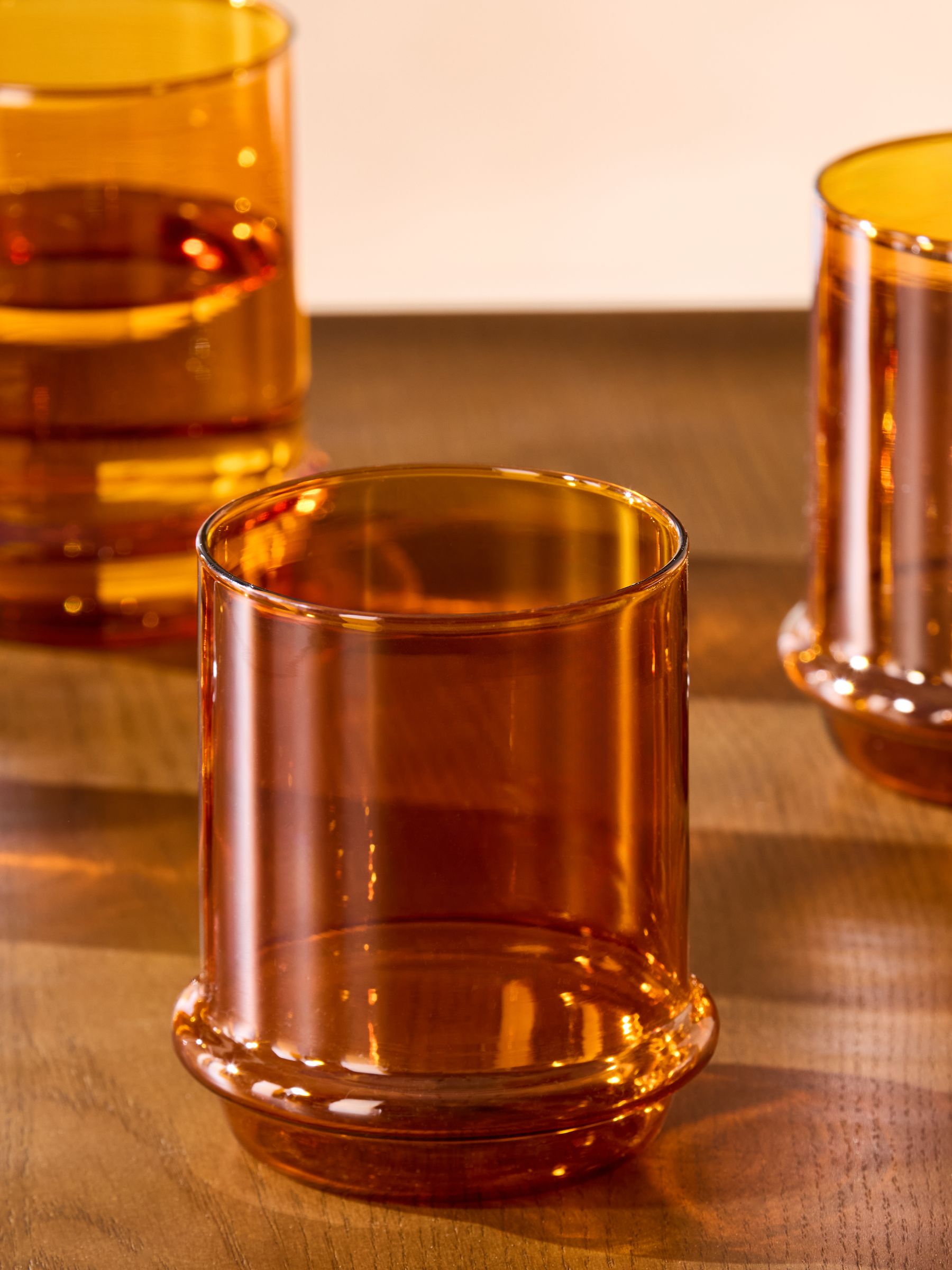 Set of 4 Theon Tumbler Glasses in Amber Orange - Image 2 of 3