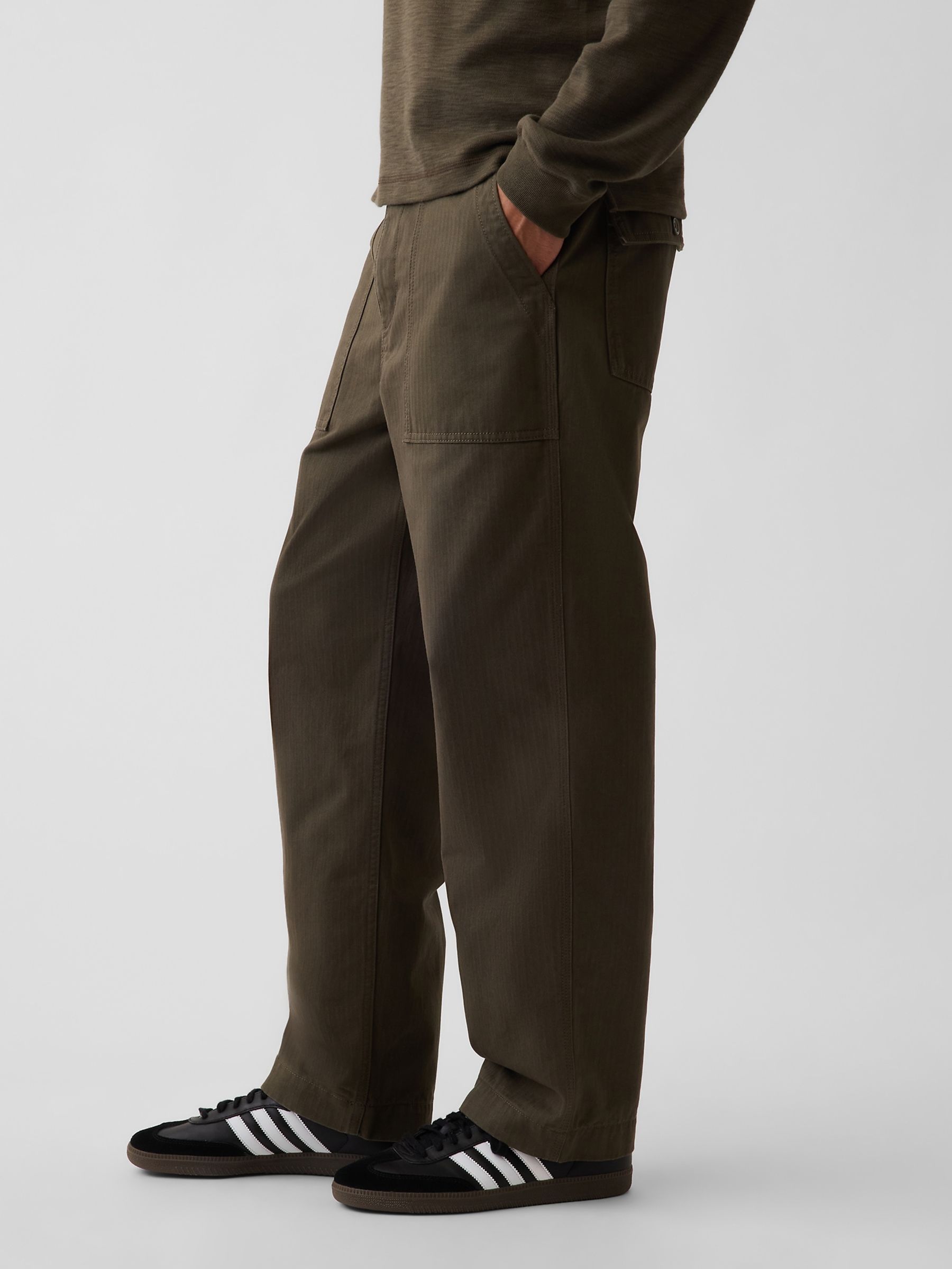 Green Herringbone '90s Loose Trousers - Image 3 of 6