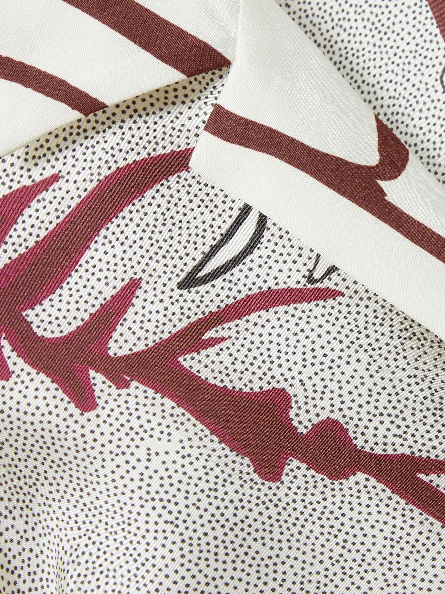 Satin Printed Pyjama Set in Ivory/Burgundy - Image 6 of 6