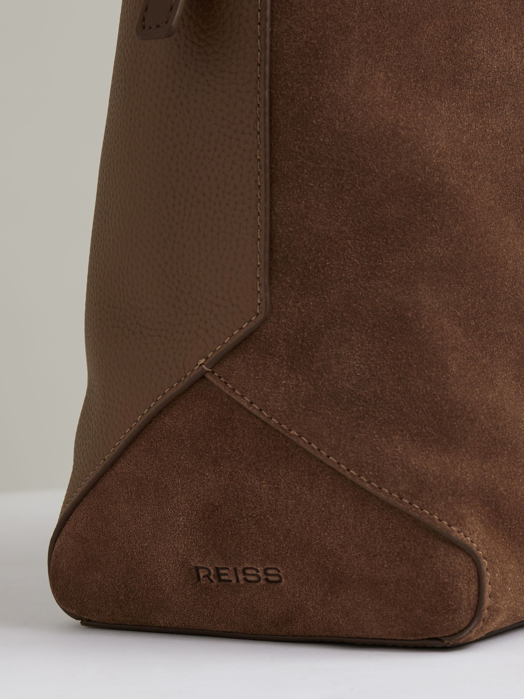 Suede Leather Braided-Strap Tote Bag in Rust - Image 4 of 5