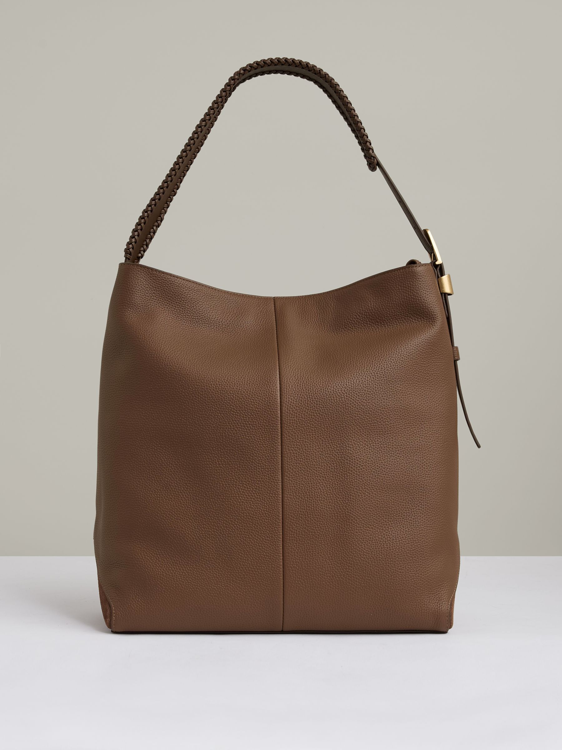 Suede Leather Braided-Strap Tote Bag in Rust - Image 5 of 5