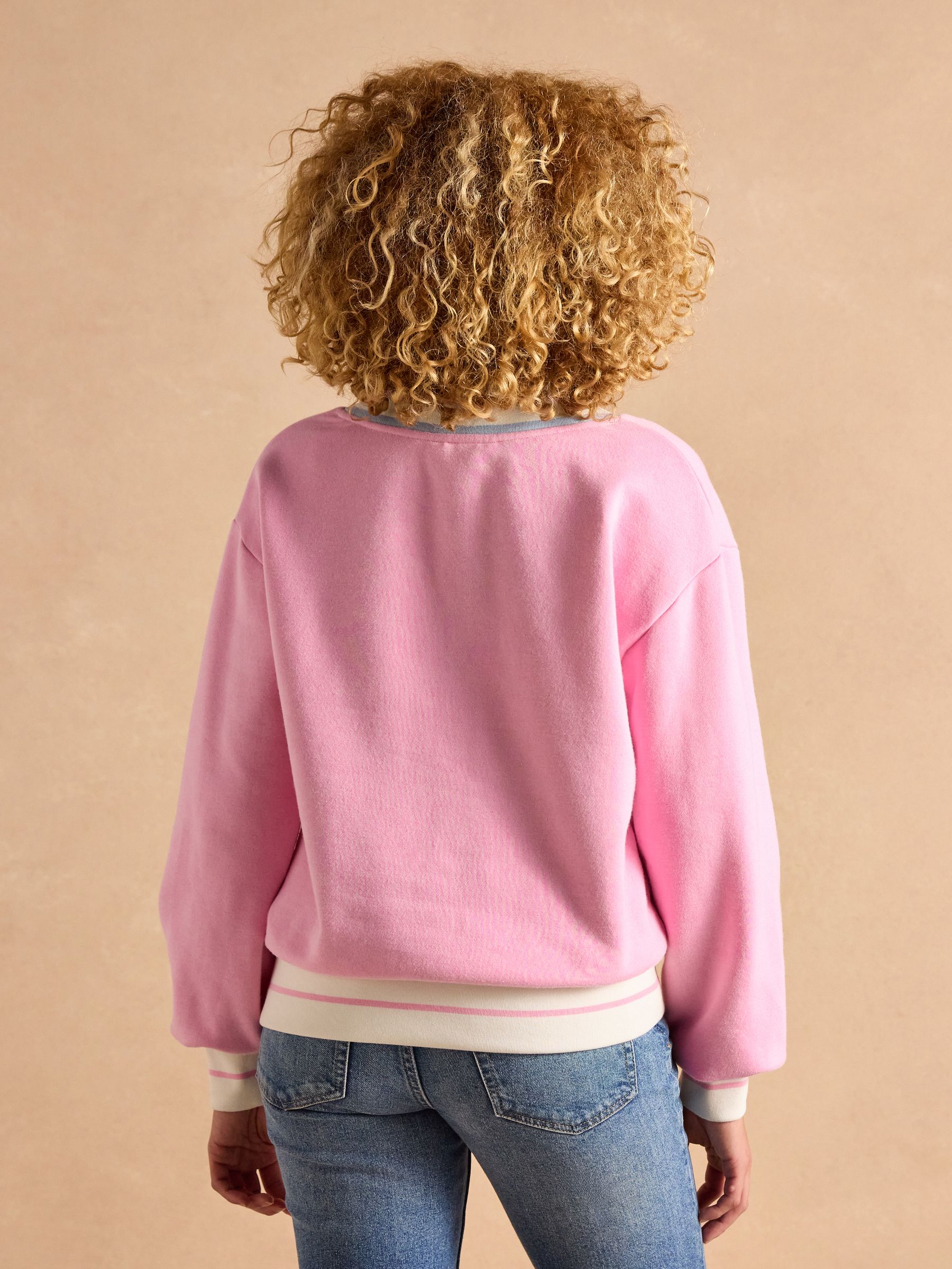 Varsity Pink Cotton Rich Embroidered Sweatshirt - Image 5 of 10
