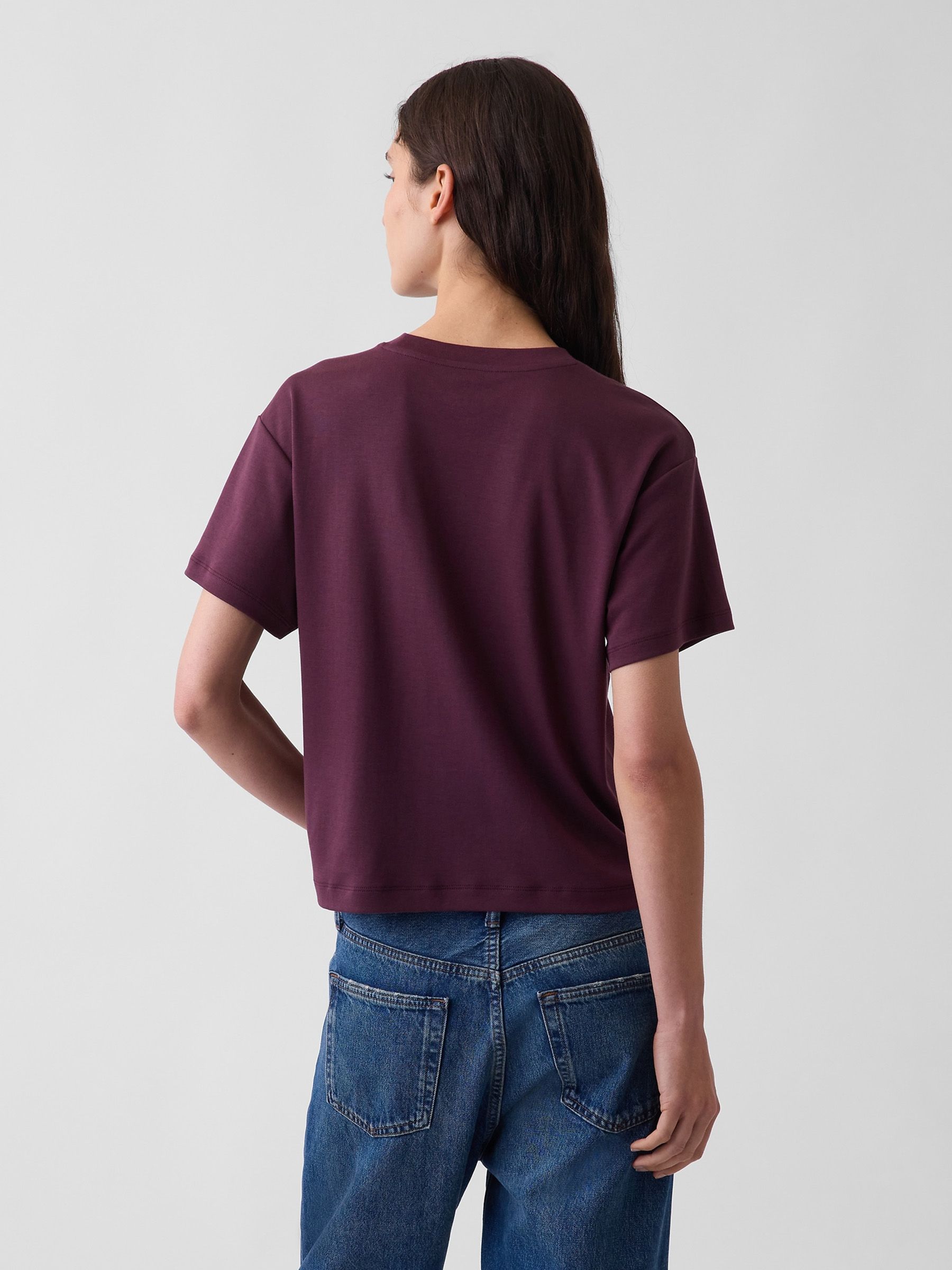 Burgundy Supima® Cotton Relaxed T-Shirt - Image 2 of 4