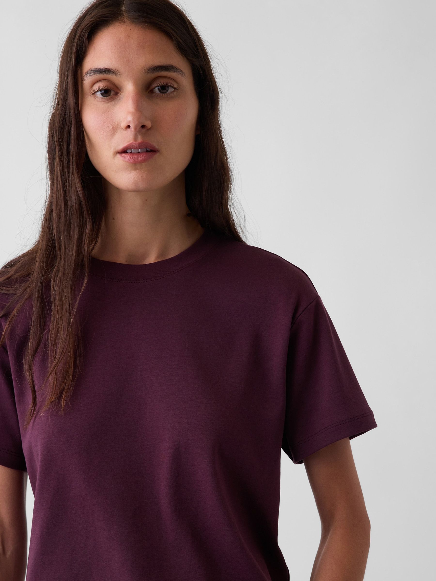 Burgundy Supima® Cotton Relaxed T-Shirt - Image 3 of 4