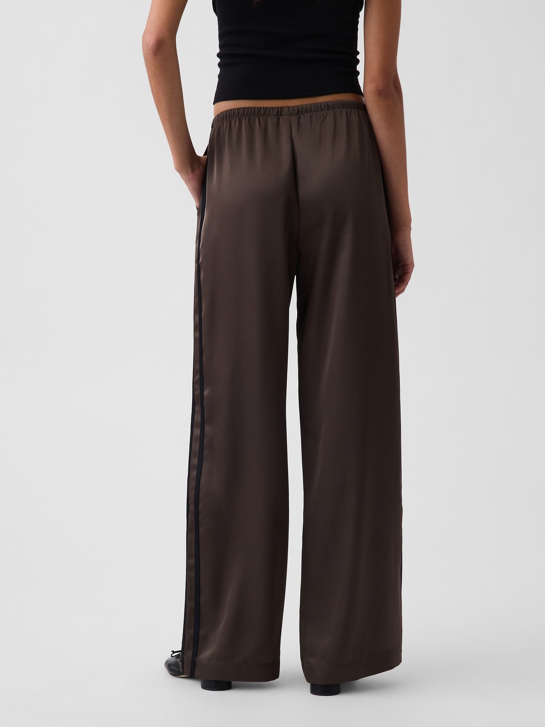Brown Satin Easy Wide-Leg Trousers - Image 2 of 5