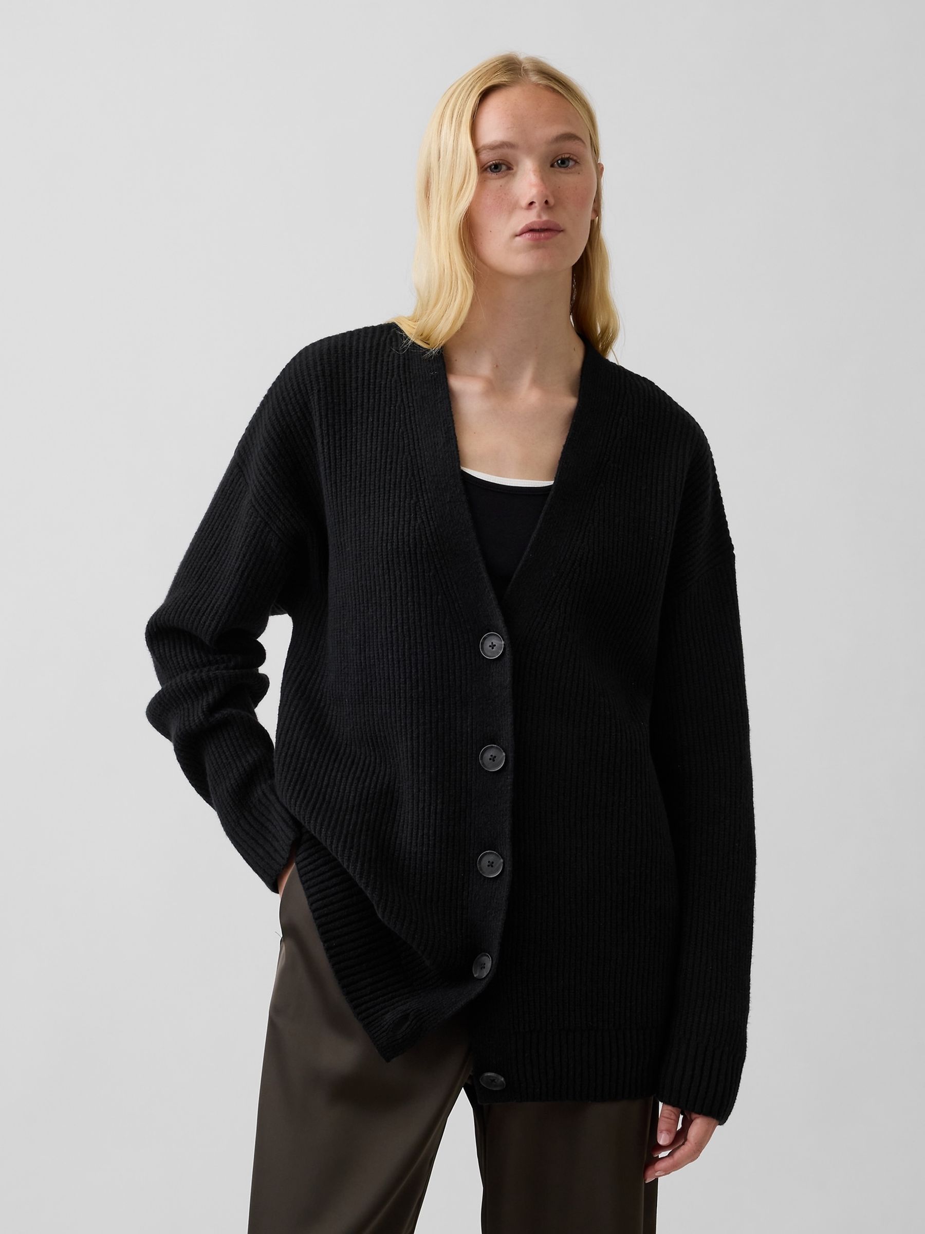 Black CashSoft Oversized Cardigan - Image 1 of 4 Black CashSoft Oversized Cardigan - Image 1 of 4
