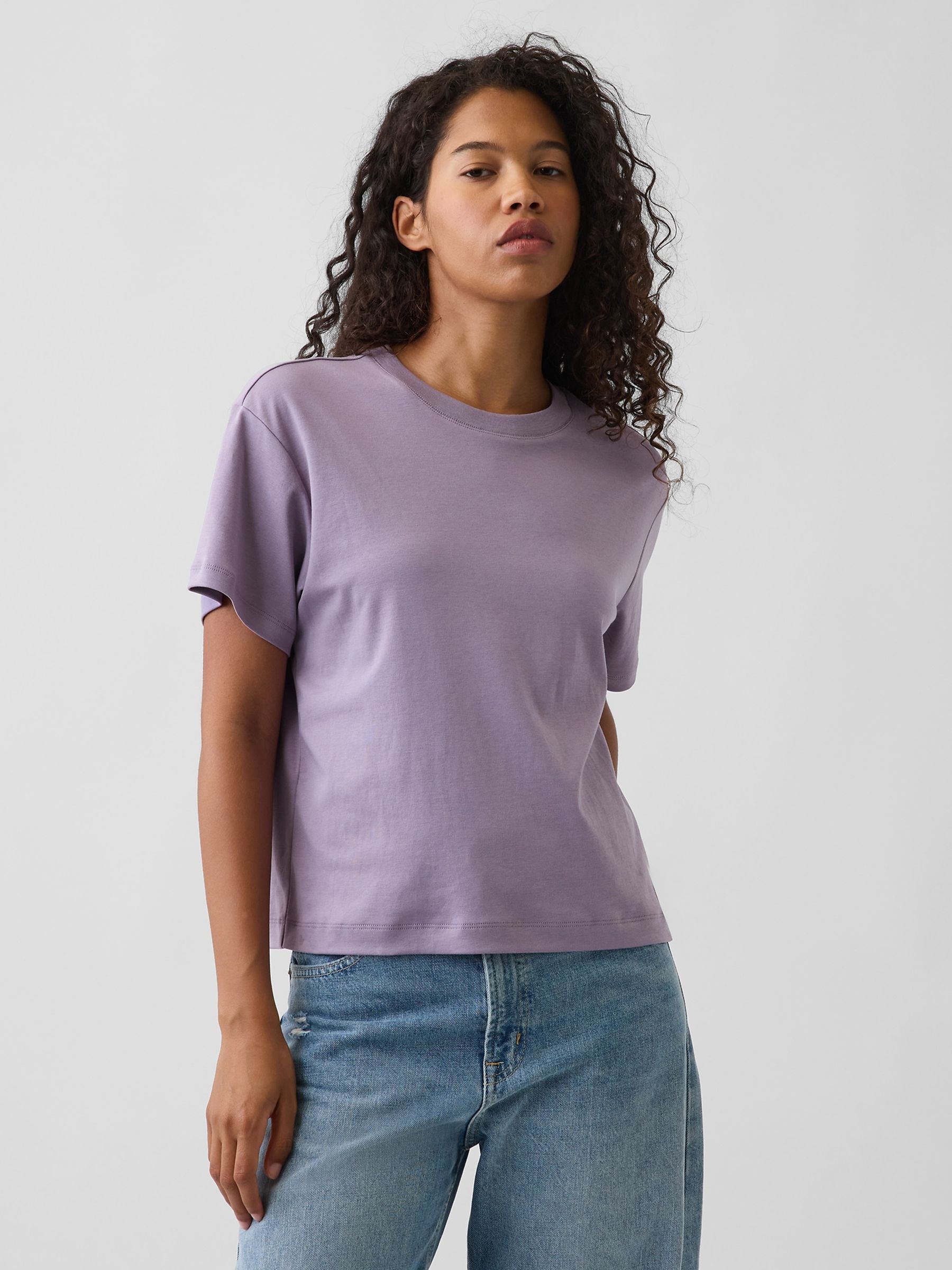 Purple Supima® Cotton Relaxed T-Shirt - Image 1 of 3