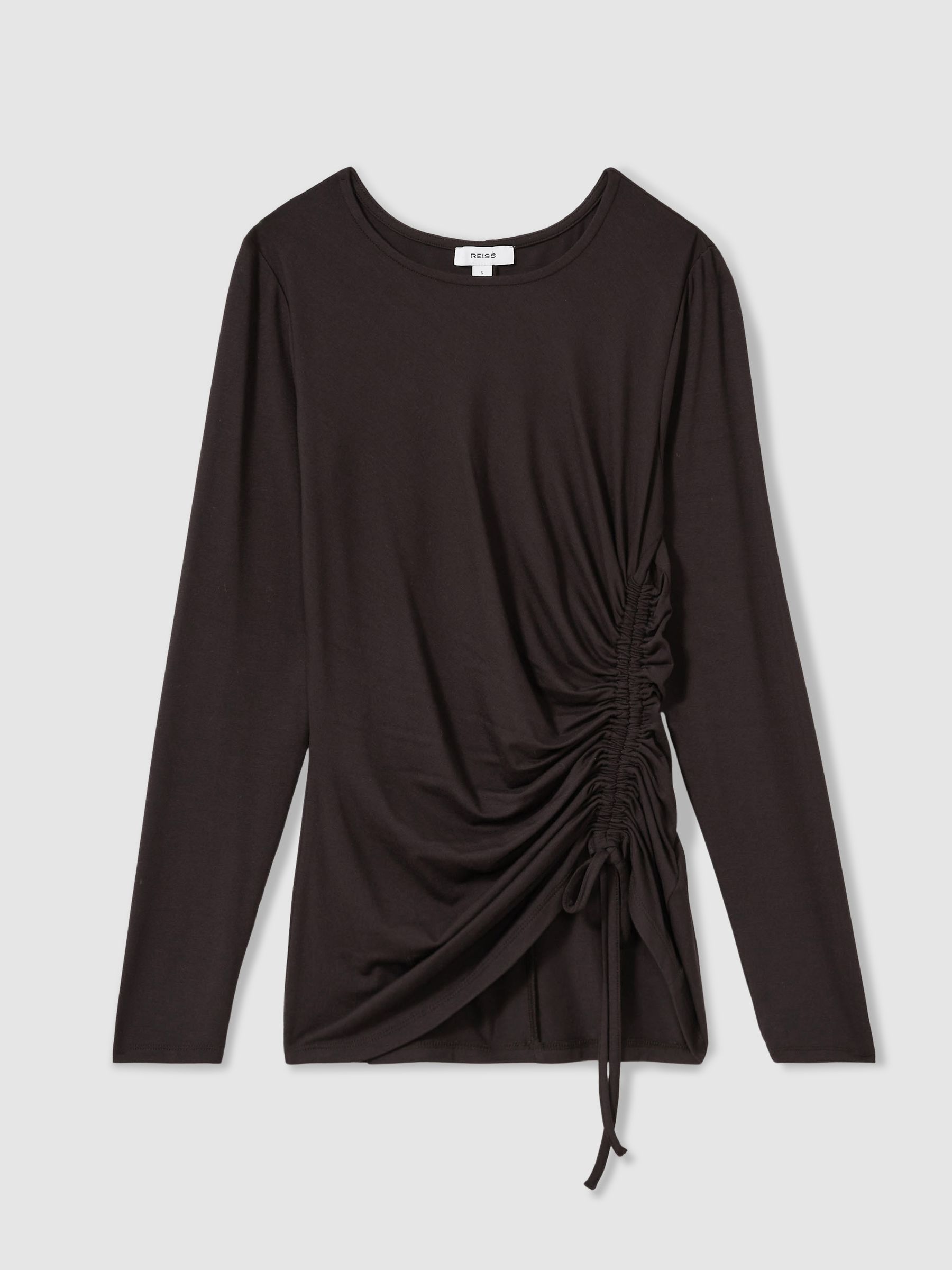 Jersey Ruched Top in Burgundy - Image 2 of 6