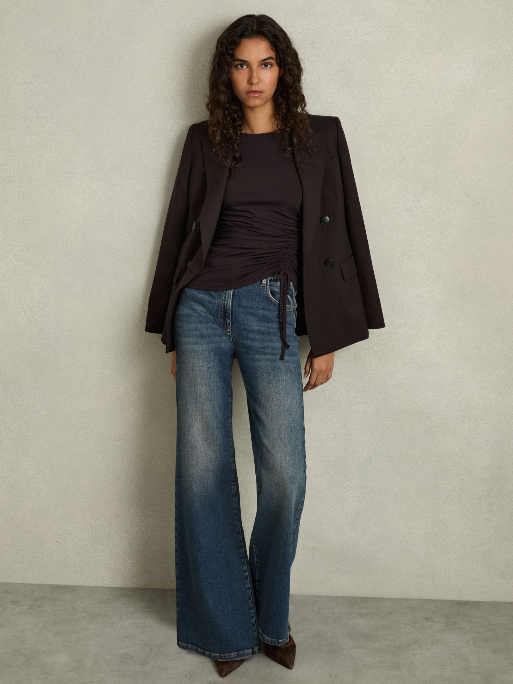 Jersey Ruched Top in Burgundy - Image 3 of 6