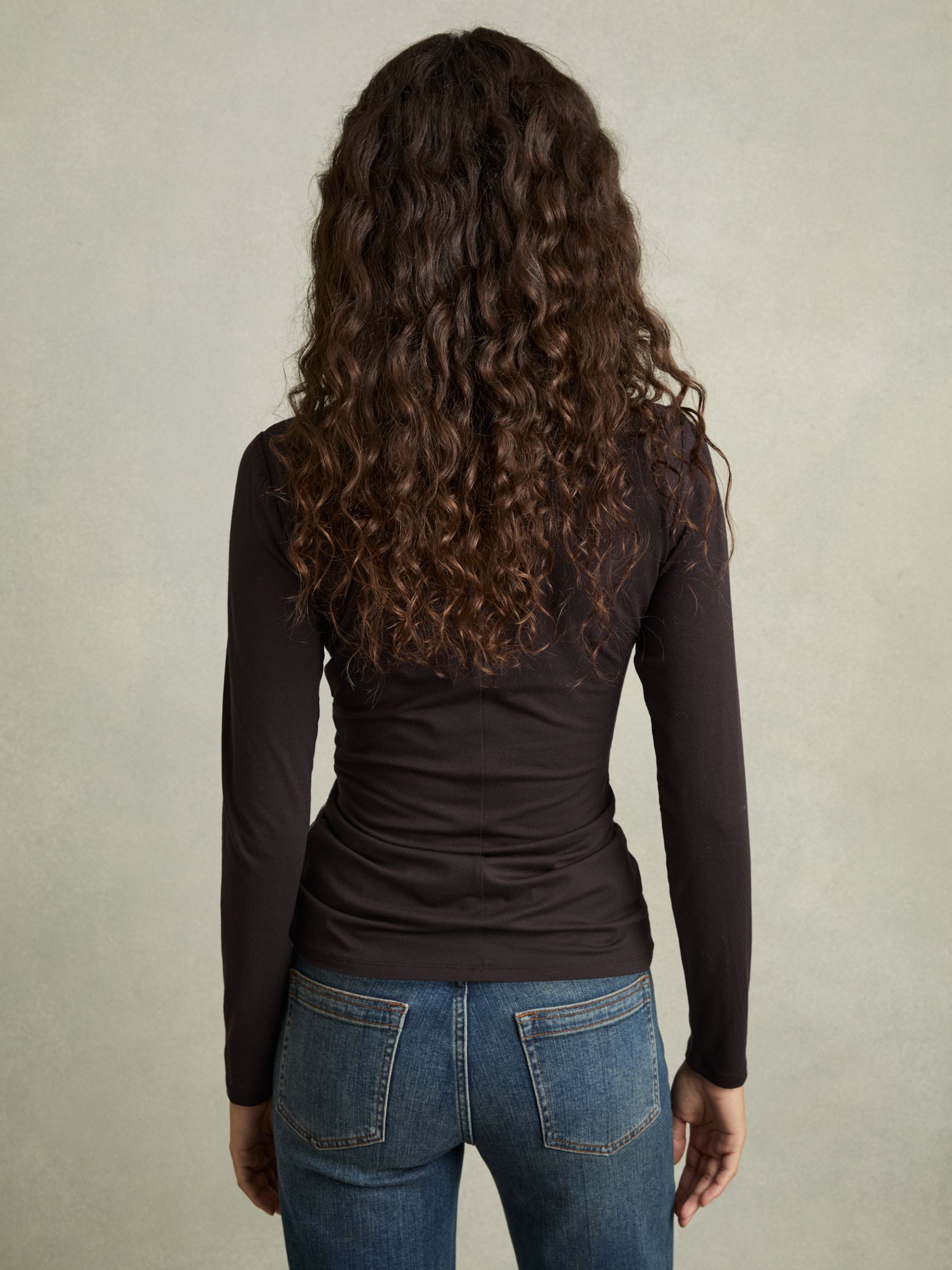 Jersey Ruched Top in Burgundy - Image 5 of 6