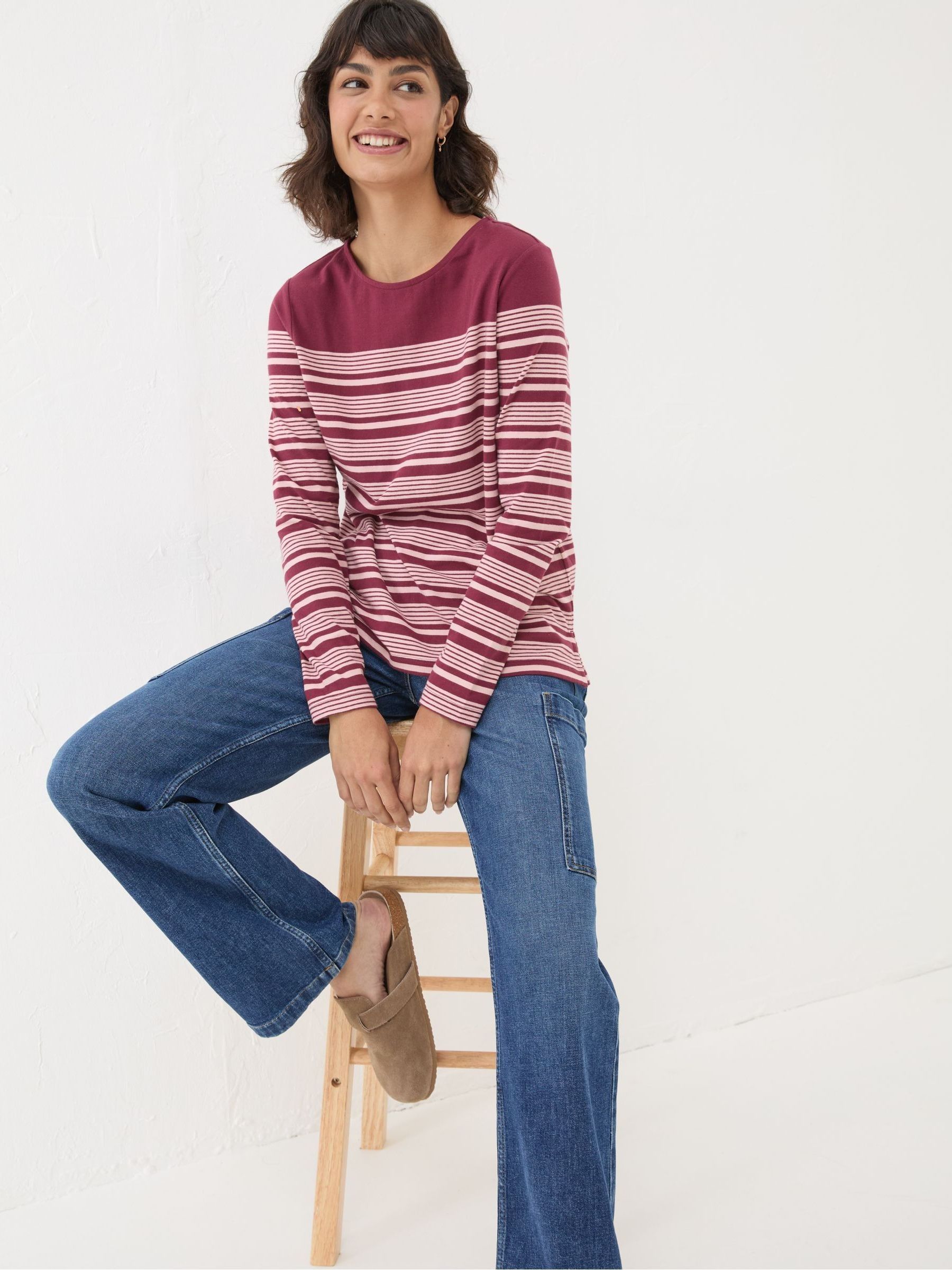 Bex Red Stripe Button Back Top - Image 3 of 4