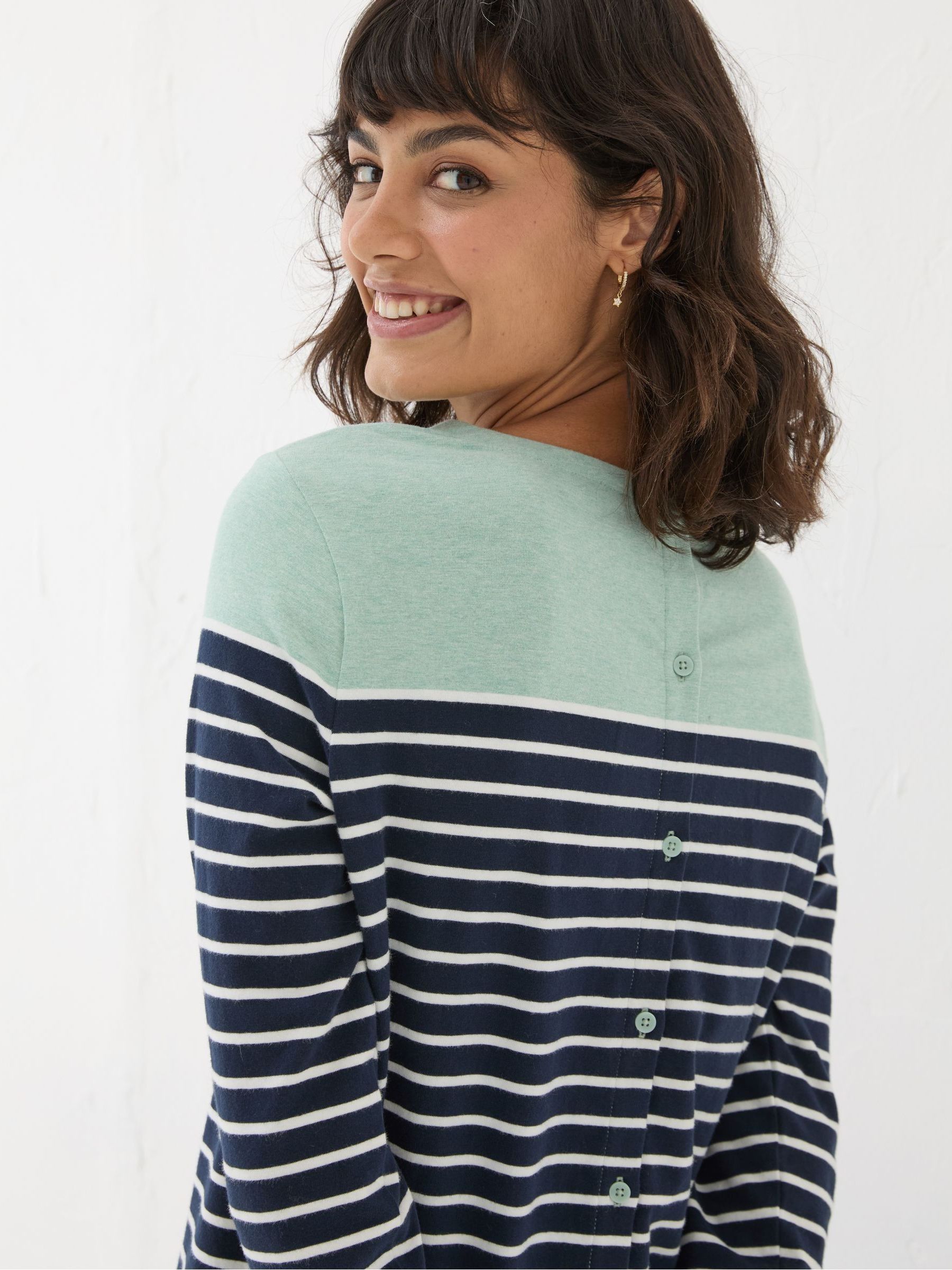 Bex Blue Stripe Button Back Top - Image 2 of 4