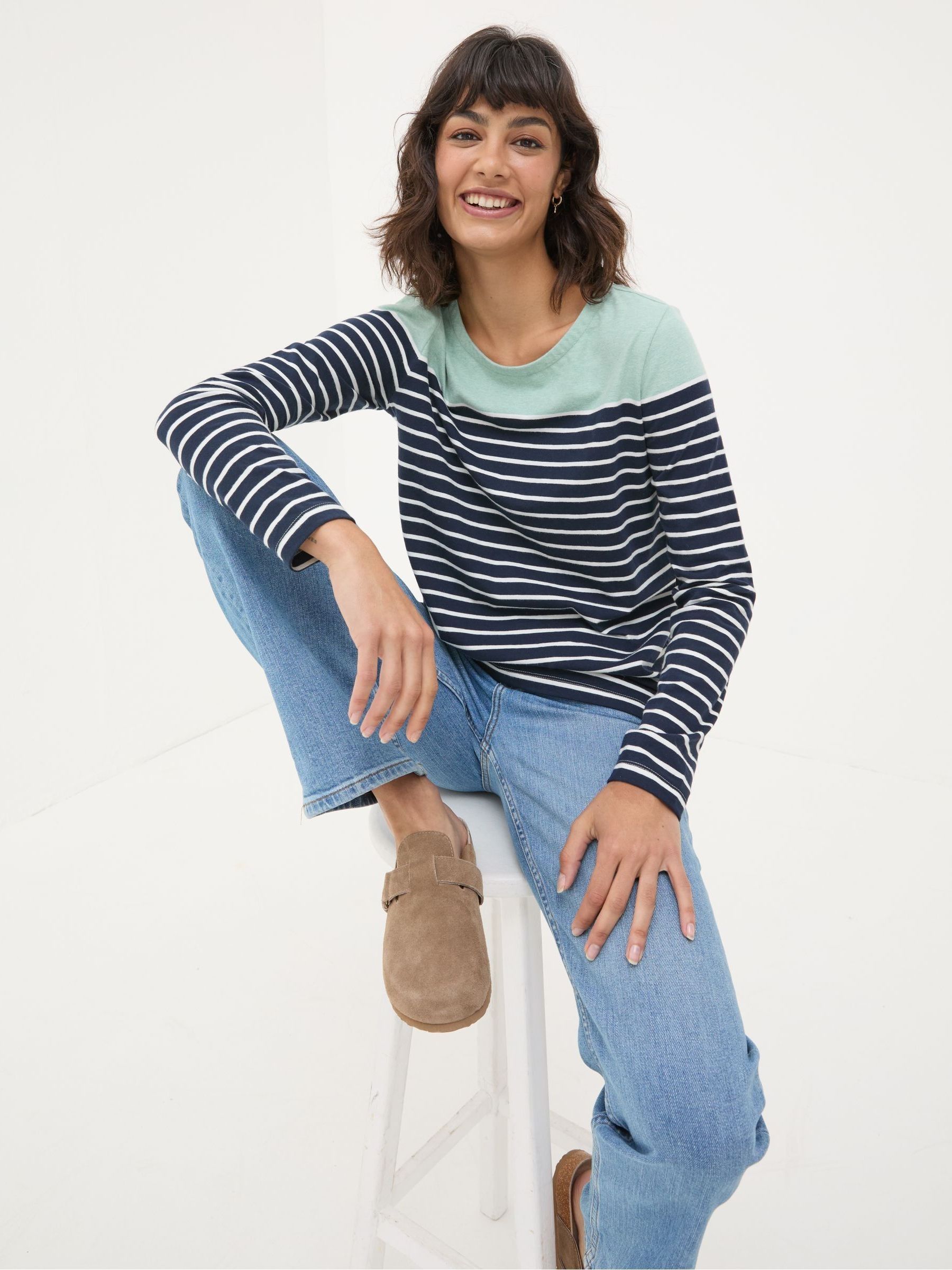 Bex Blue Stripe Button Back Top - Image 3 of 4