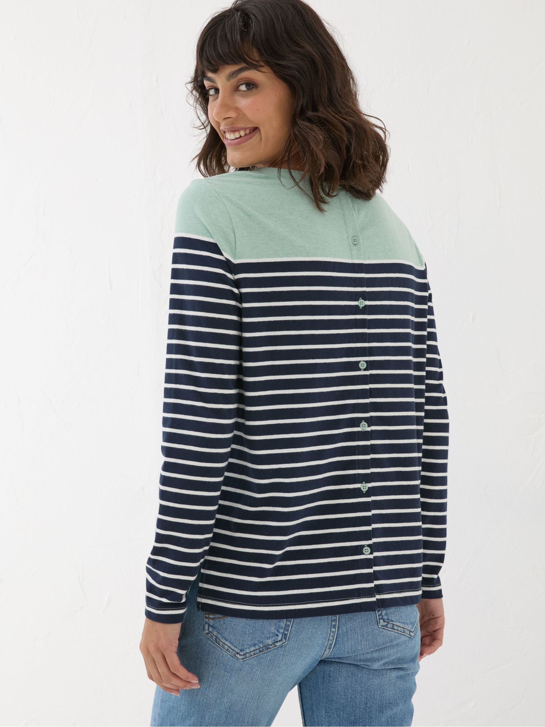 Bex Blue Stripe Button Back Top - Image 4 of 4