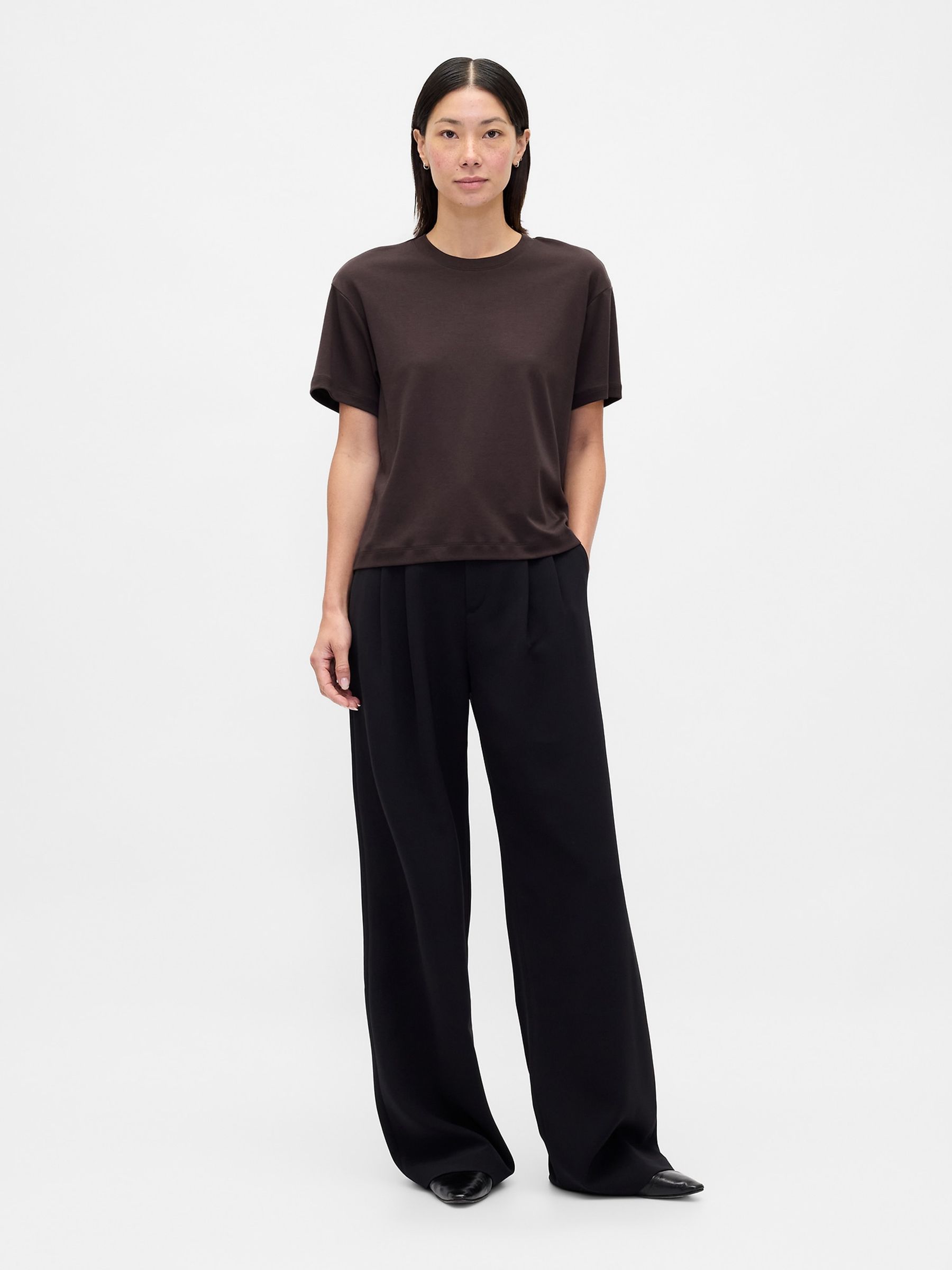 Brown Supima® Cotton Relaxed T-Shirt - Image 3 of 4