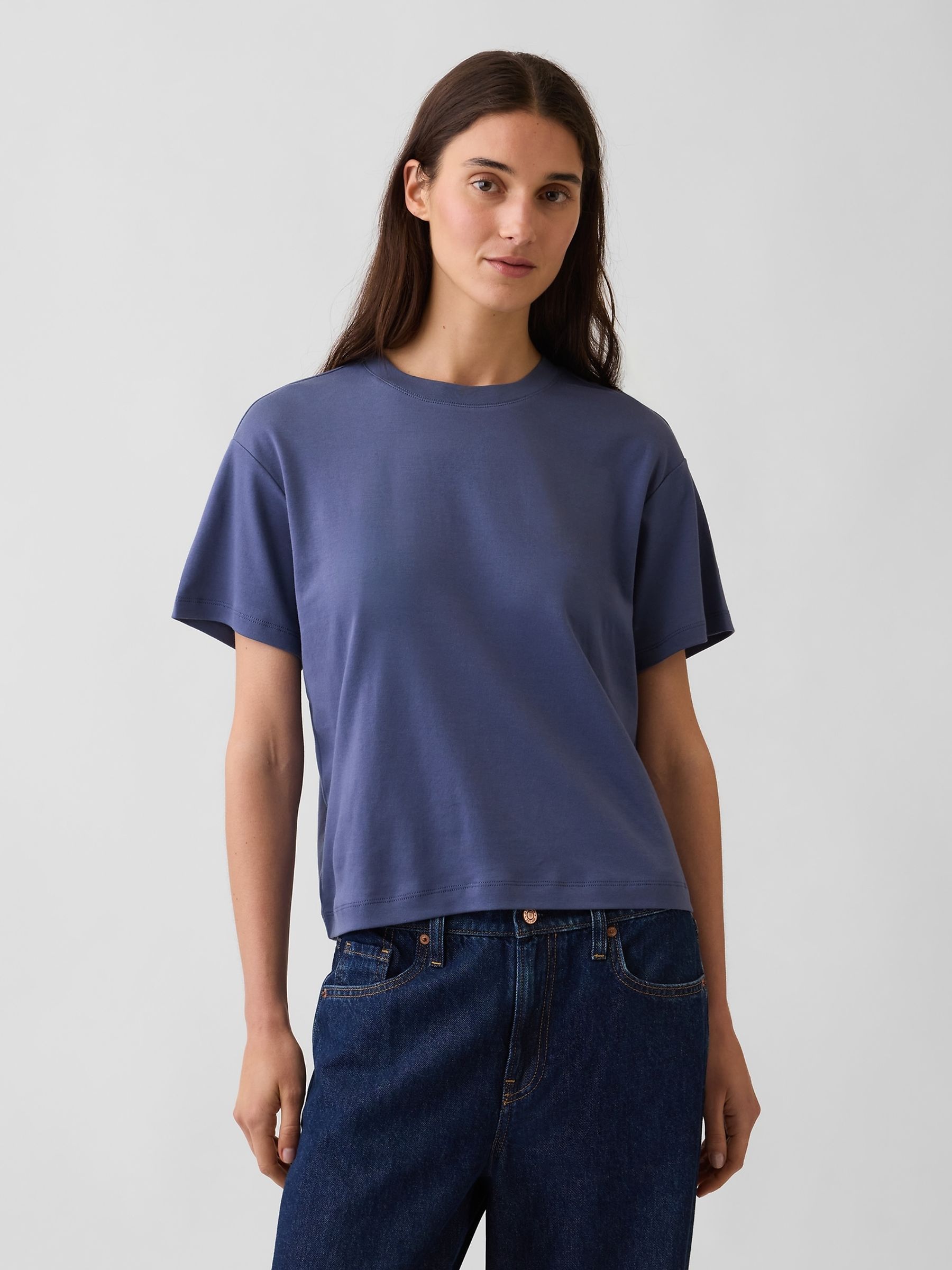 Blue Supima® Cotton Relaxed T-Shirt - Image 1 of 4