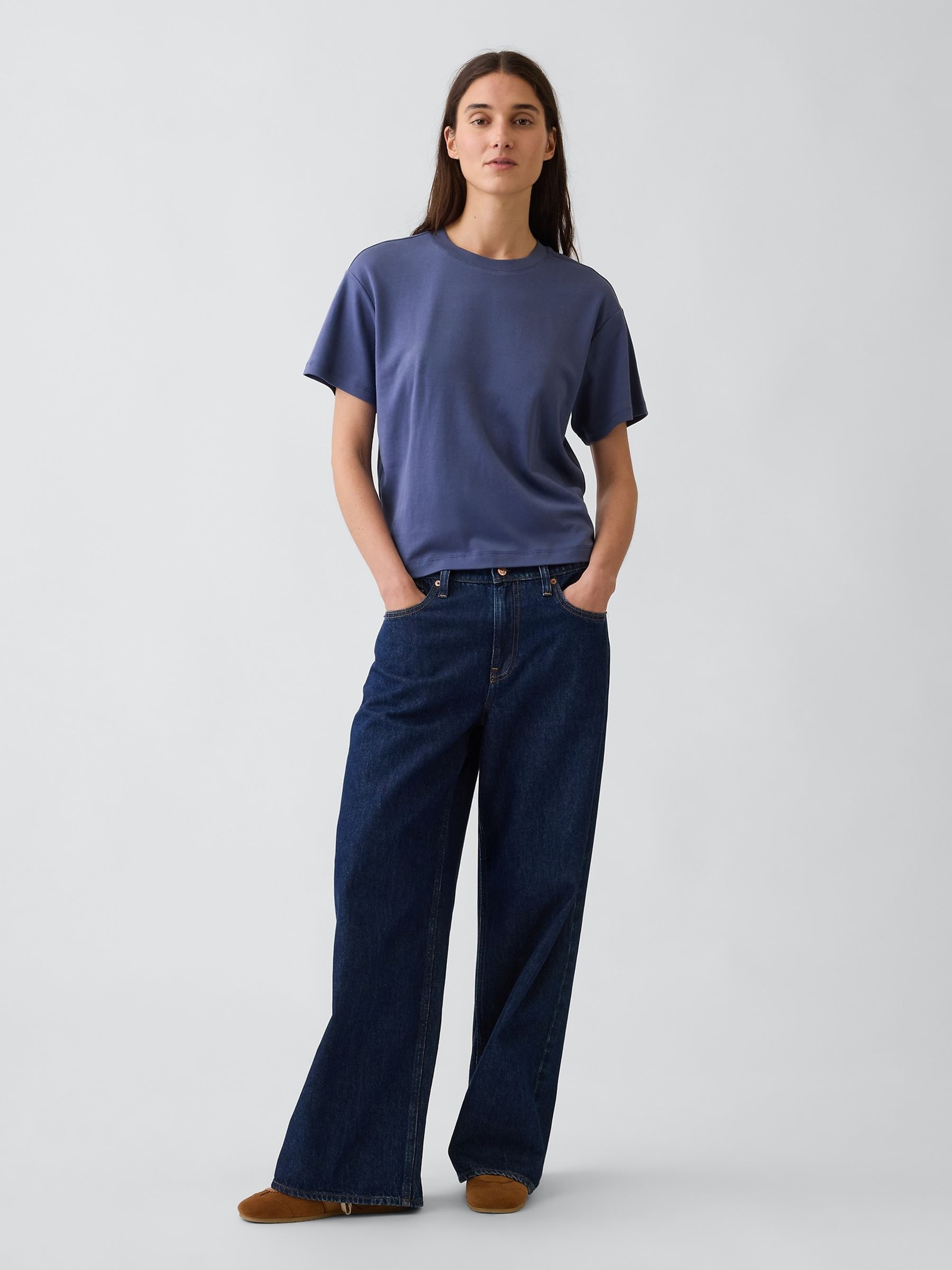 Blue Supima® Cotton Relaxed T-Shirt - Image 3 of 4