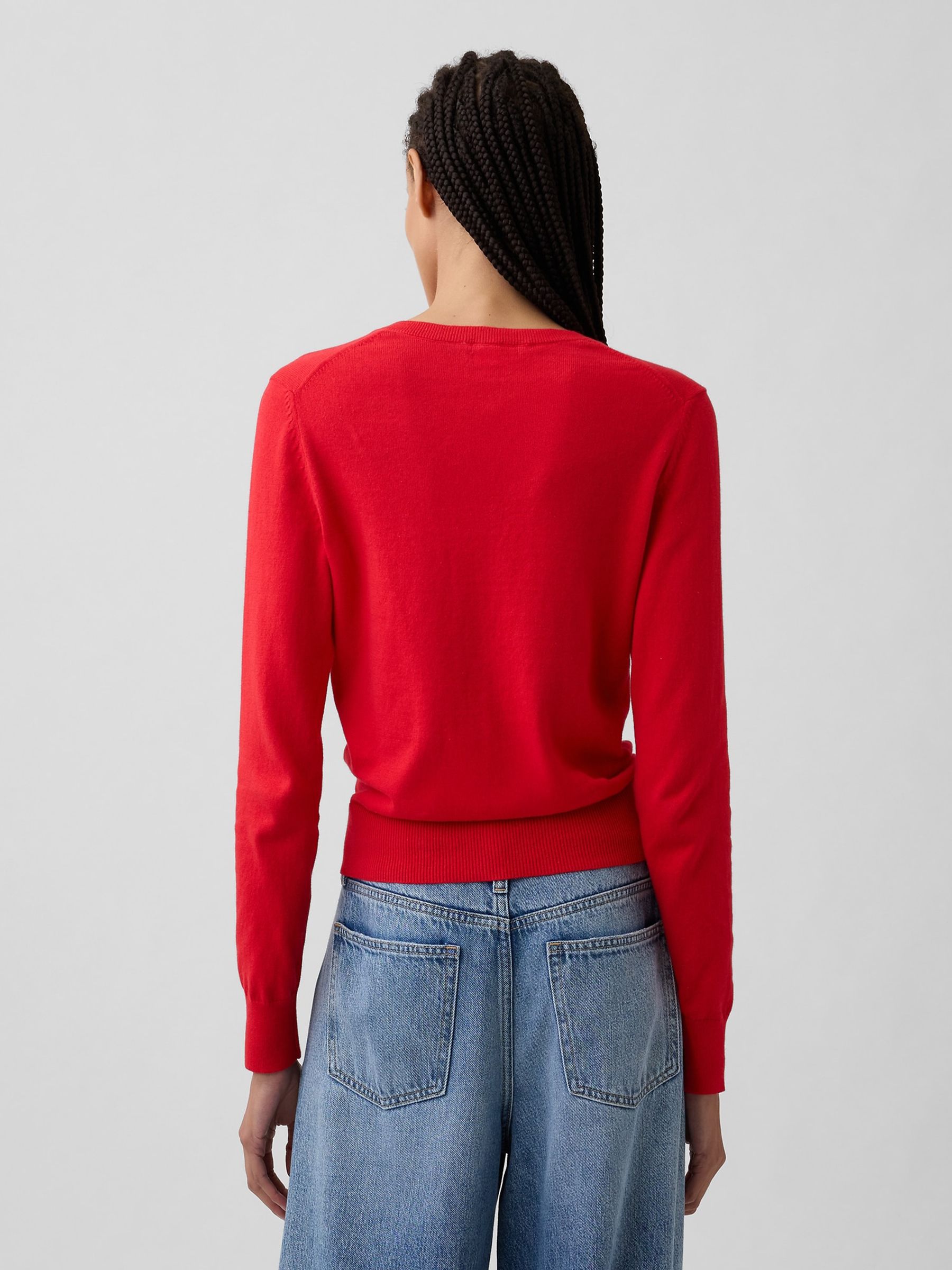 Red Crew Neck Cardigan - Image 2 of 5