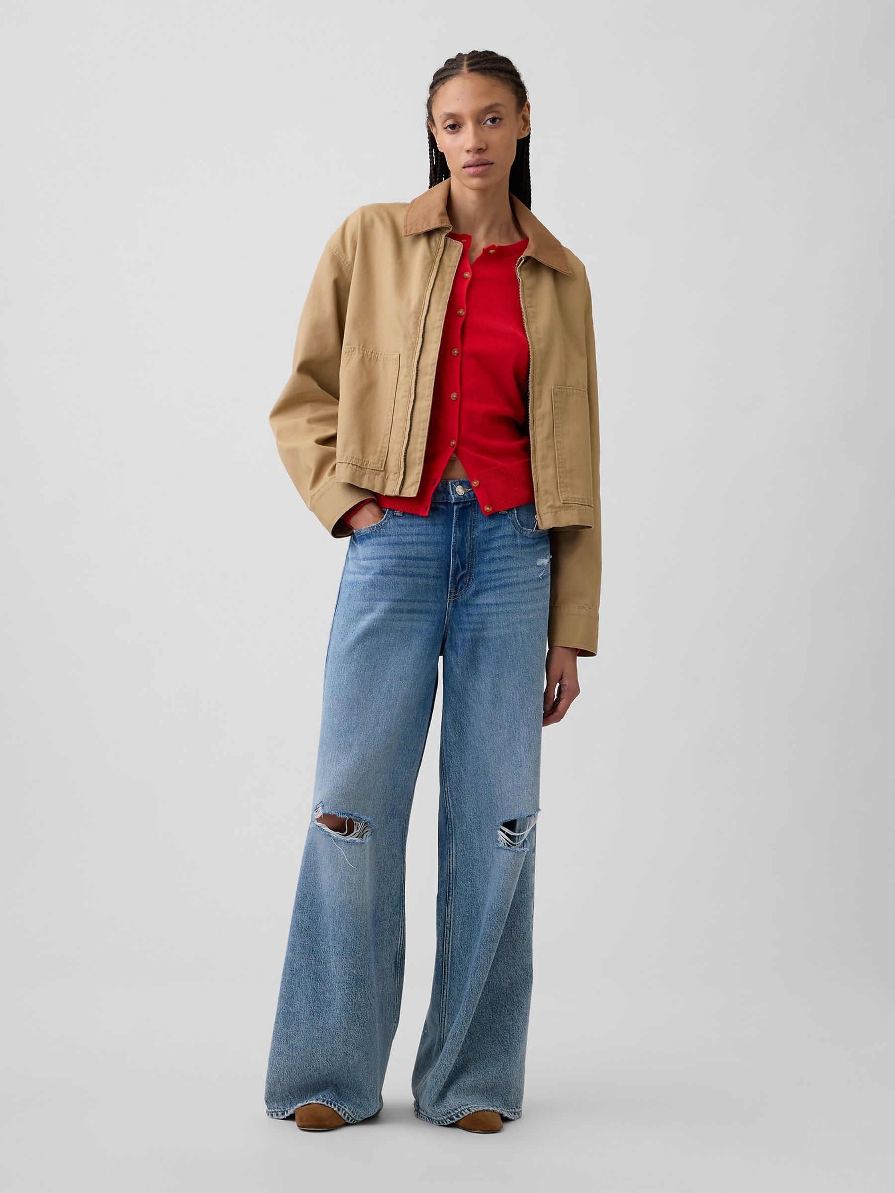 Red Crew Neck Cardigan - Image 3 of 5